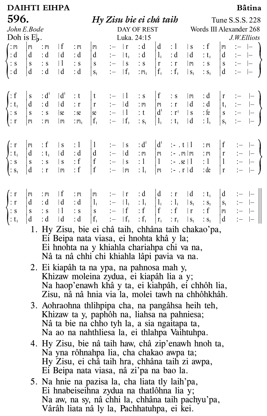 Hymn 596, “Hy Zisu bie ei châ taih”, Edition 11