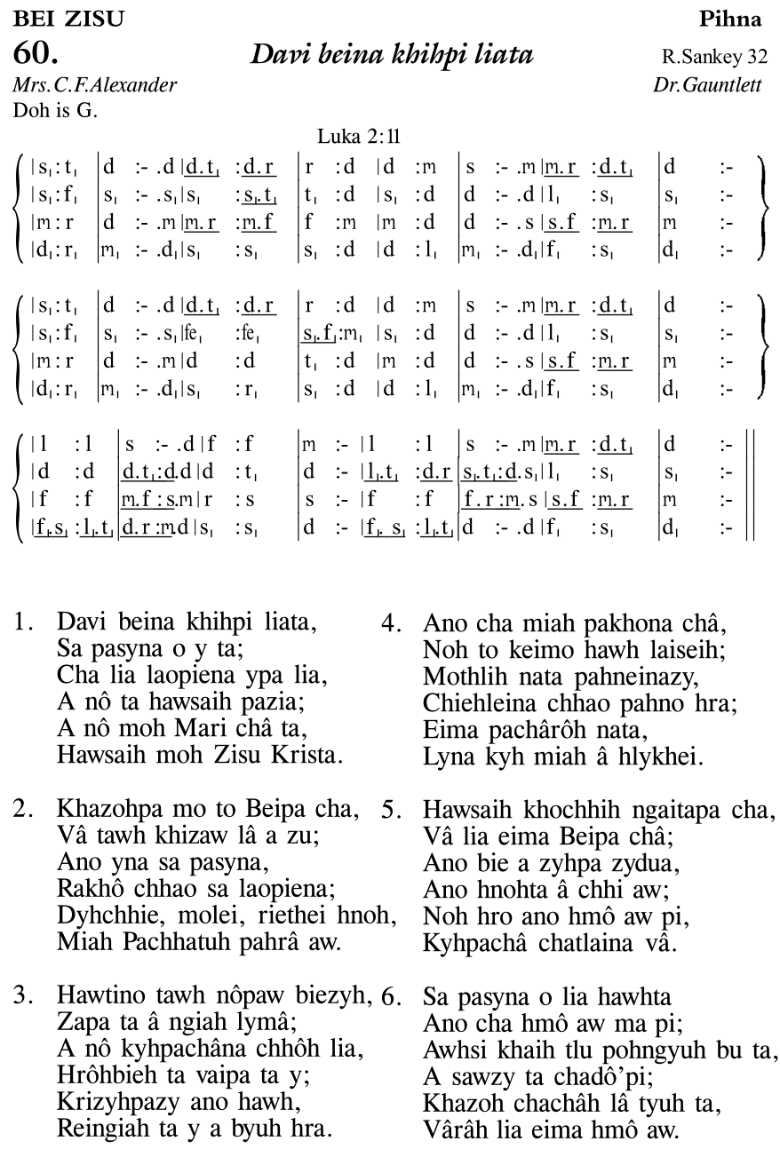 Hymn 60, “Davi beina khihpi liata”, Edition 11