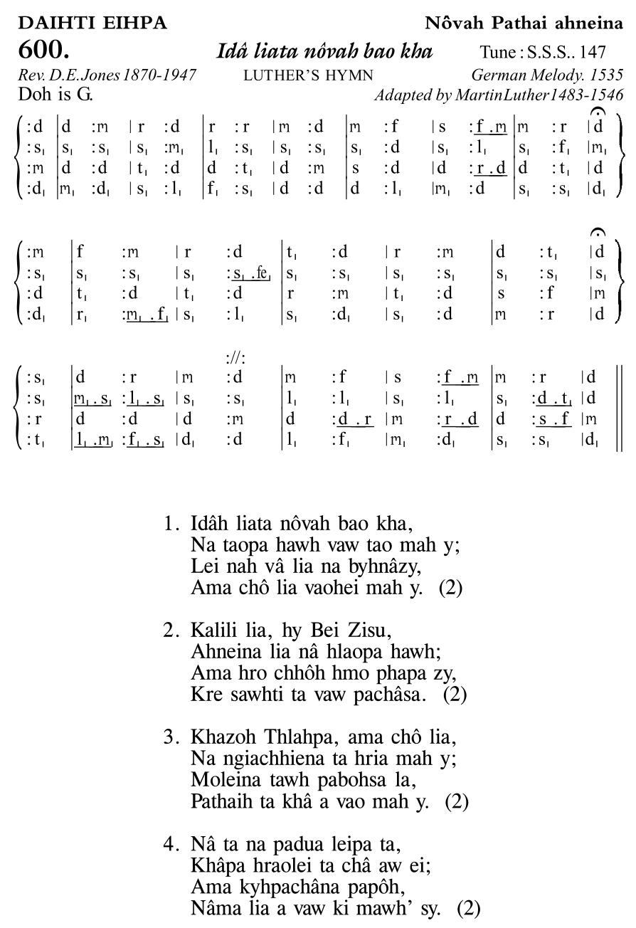 Hymn 600, “Idâ liata nôvah bao kha”, Edition 11