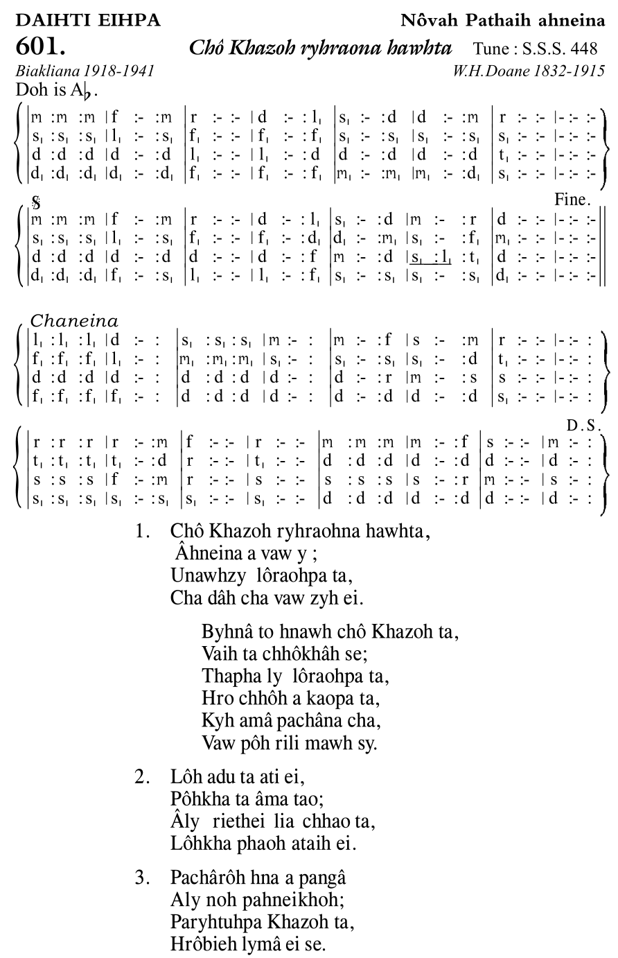 Hymn 601, “Chô Khazoh ryhraona hawhta”, Edition 11