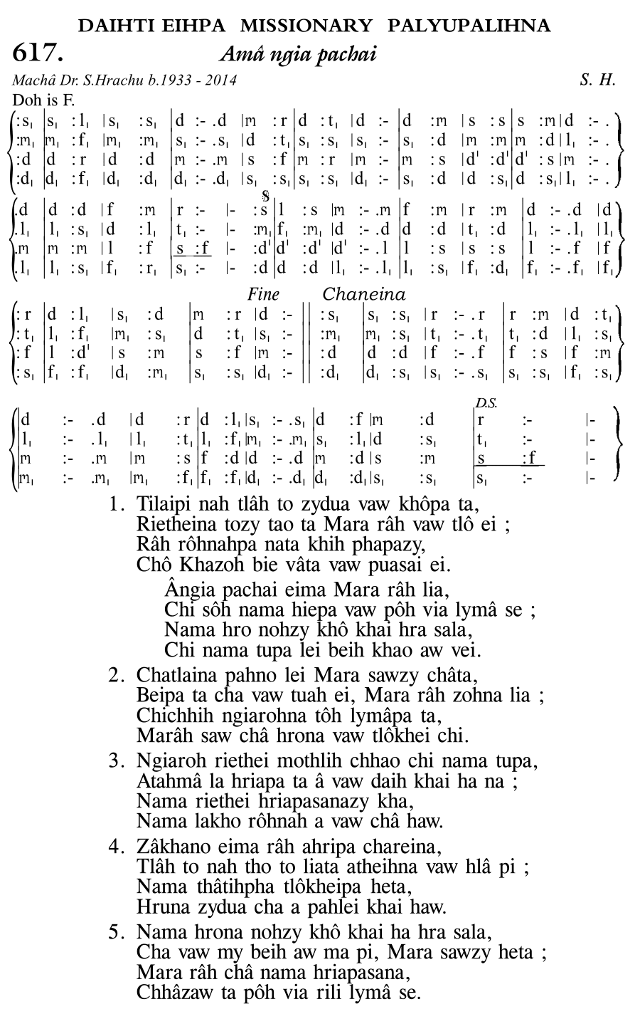 Hymn 617, “Amâ ngia pachai”, Edition 11