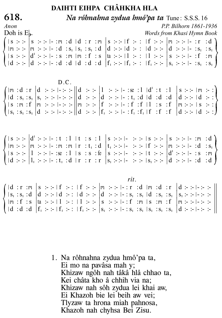 Hymn 618, “Na rôhnahna zydua hmô'pa ta”, Edition 11