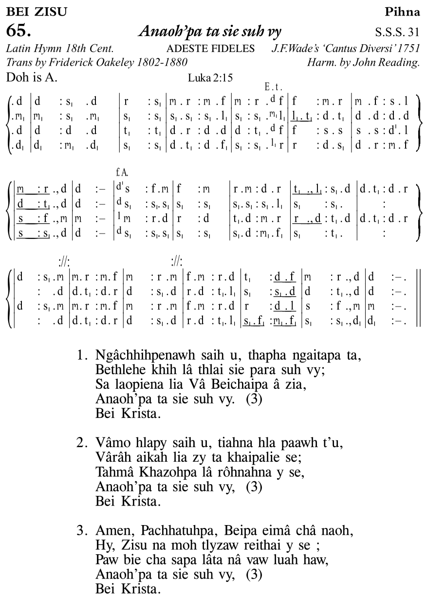 Hymn 65, “Anaoh'pa ta sie suh vy”, Edition 11