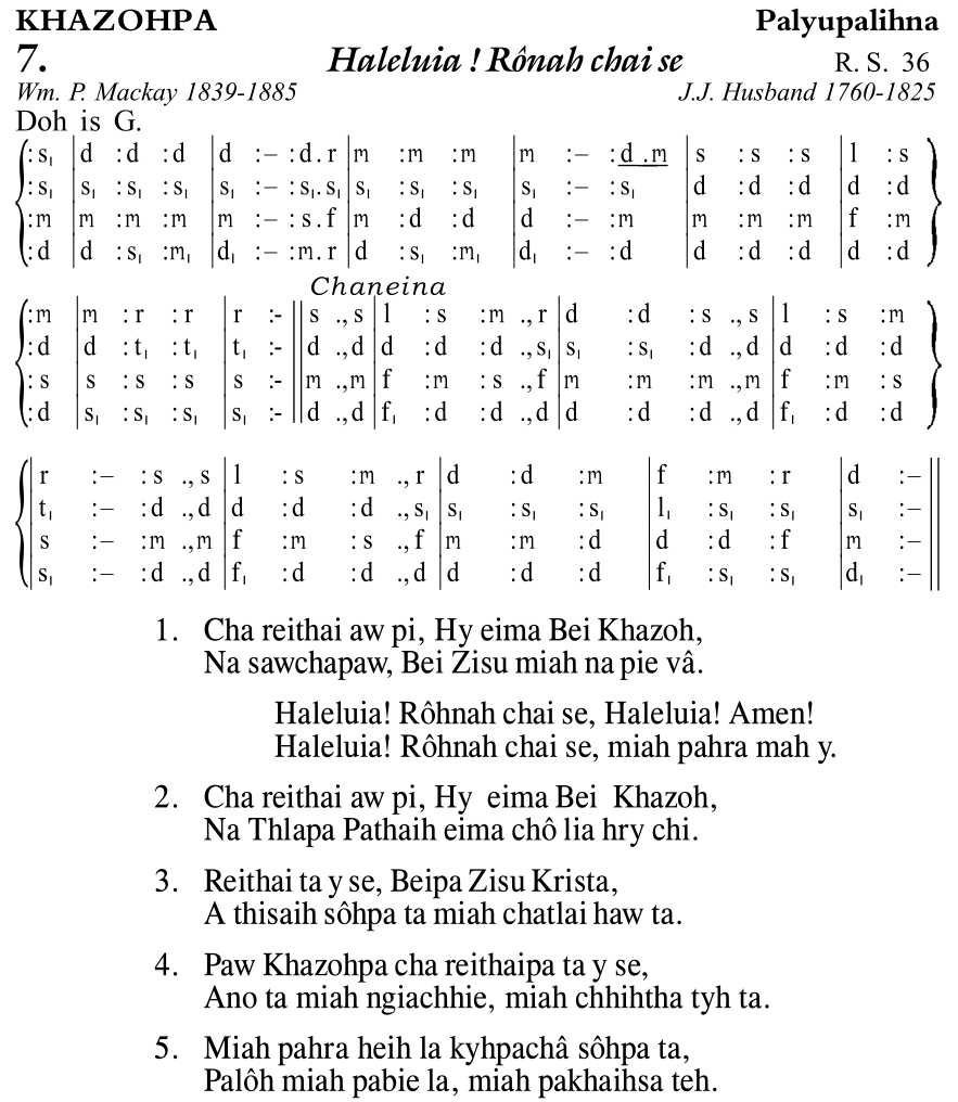 Hymn 7, “Haleluia ! Rônah chai se”, Edition 11