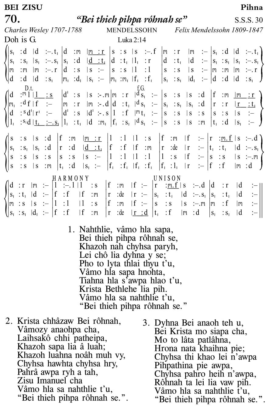 Hymn 70, ““Bei thieh pihpa rôhnah se””, Edition 11