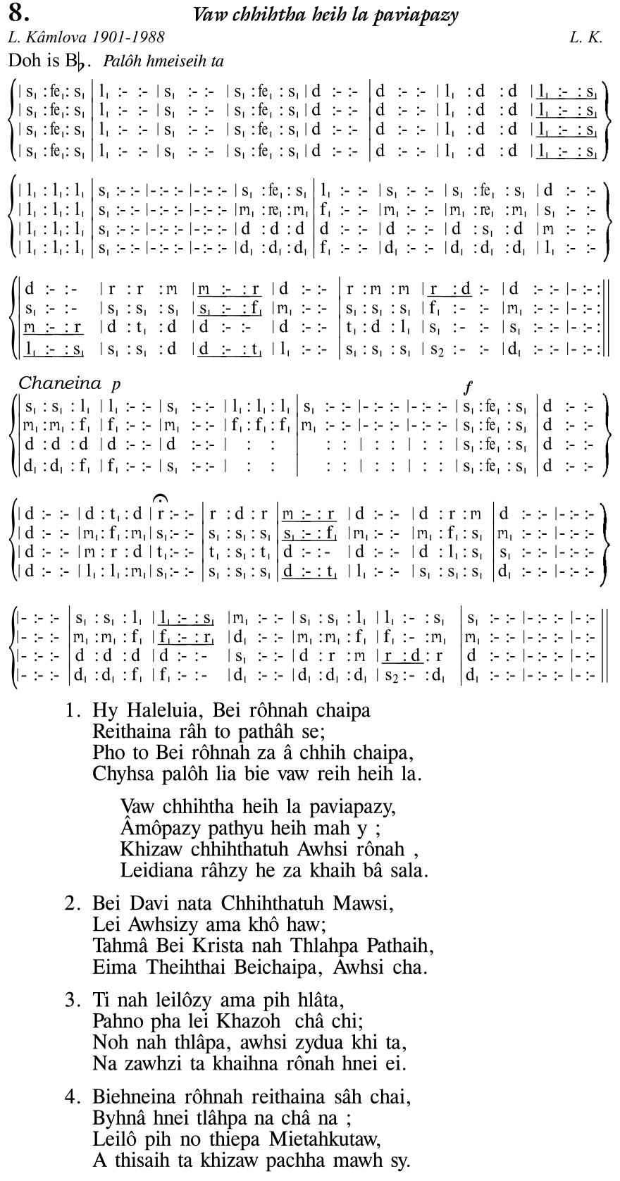 Hymn 8, “Vaw chhihtha heih la paviapazy”, Edition 11