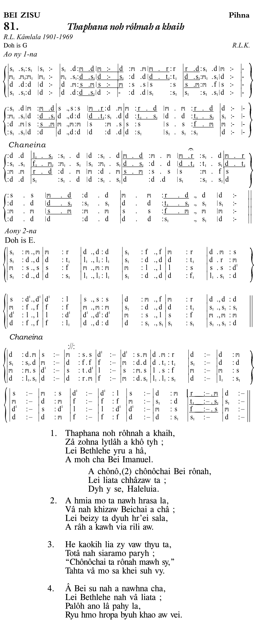 Hymn 81, “Thaphana noh rôhnah a khaih”, Edition 11