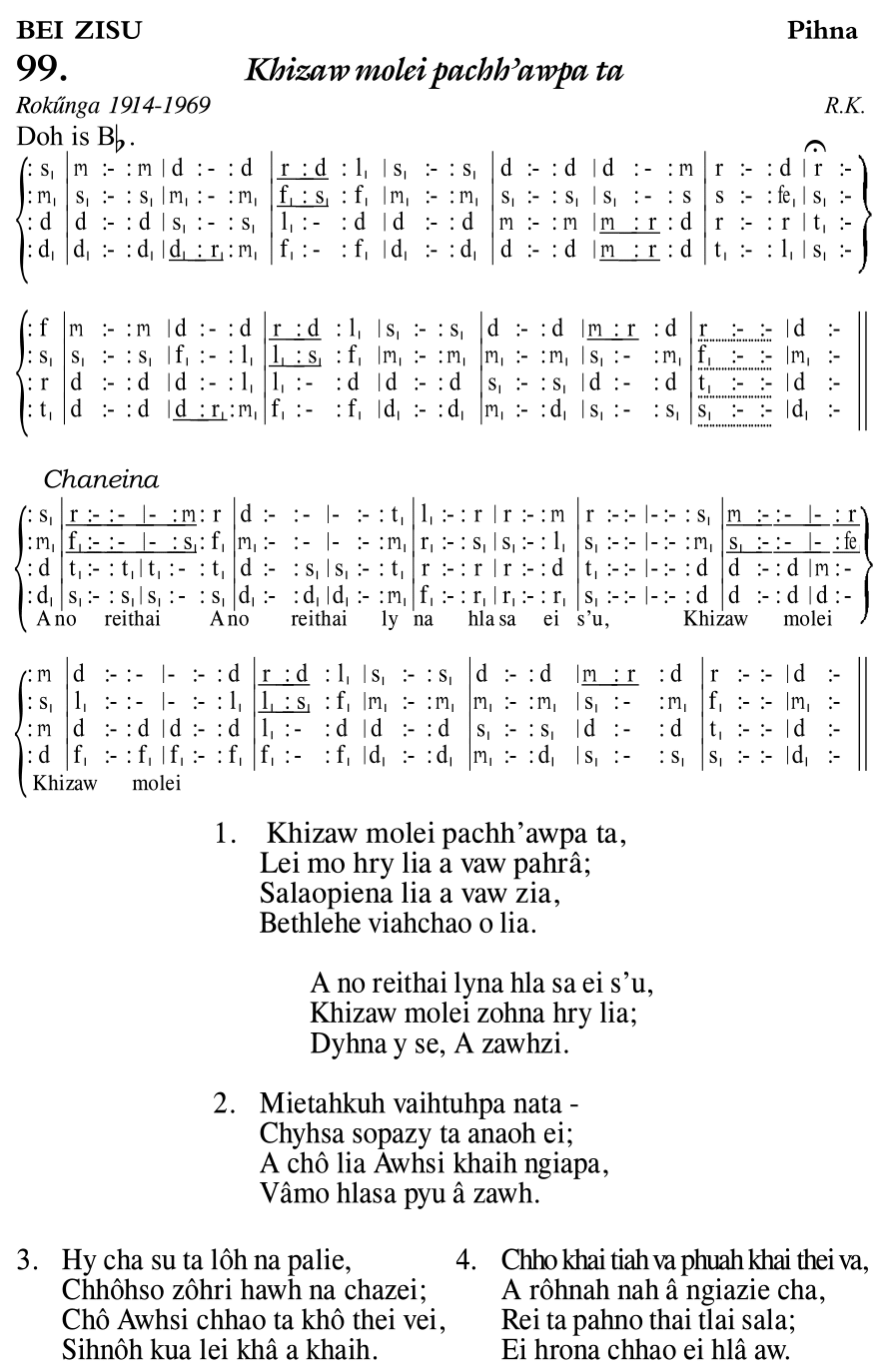 Hymn 99, “Khizaw molei pachh'awpa ta”, Edition 11