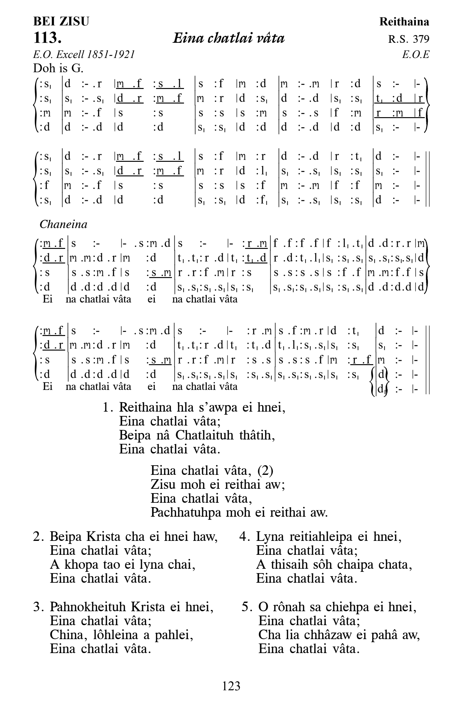 Hymn 113, “Eina chatlai vâta”, Edition 13
