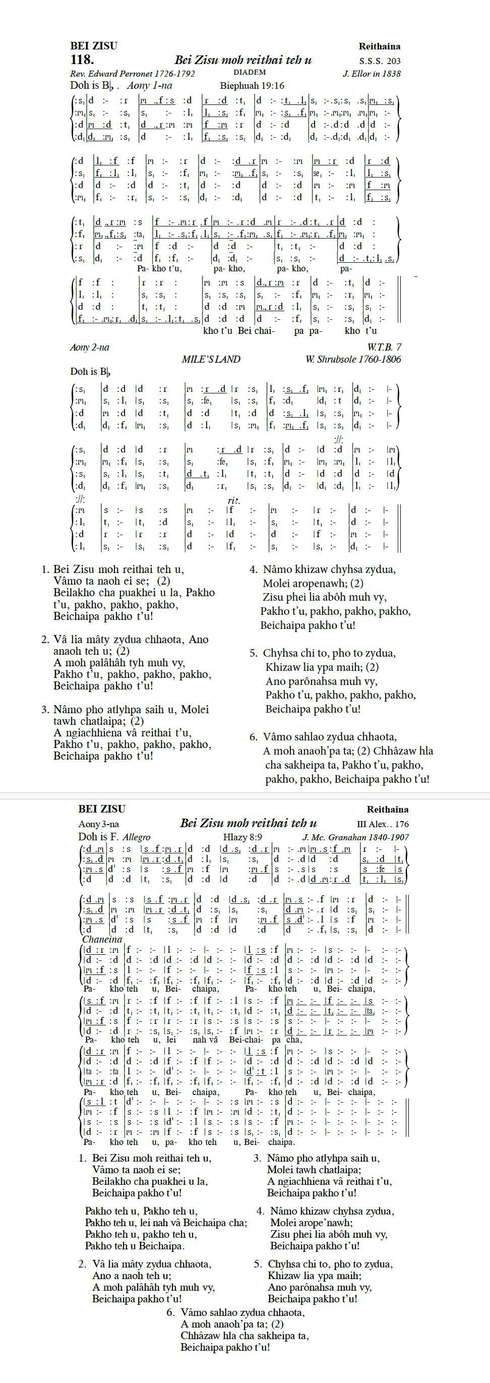 Hymn 118, “Bei Zisu moh reithai teh u”, Edition 13