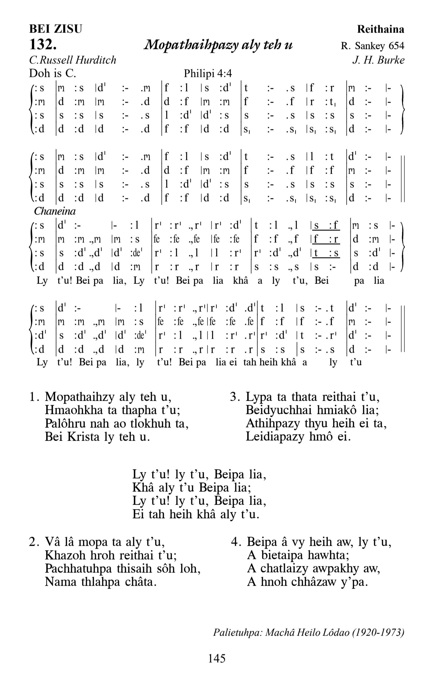 Hymn 132, “Mopathaihpazy aly teh u”, Edition 13