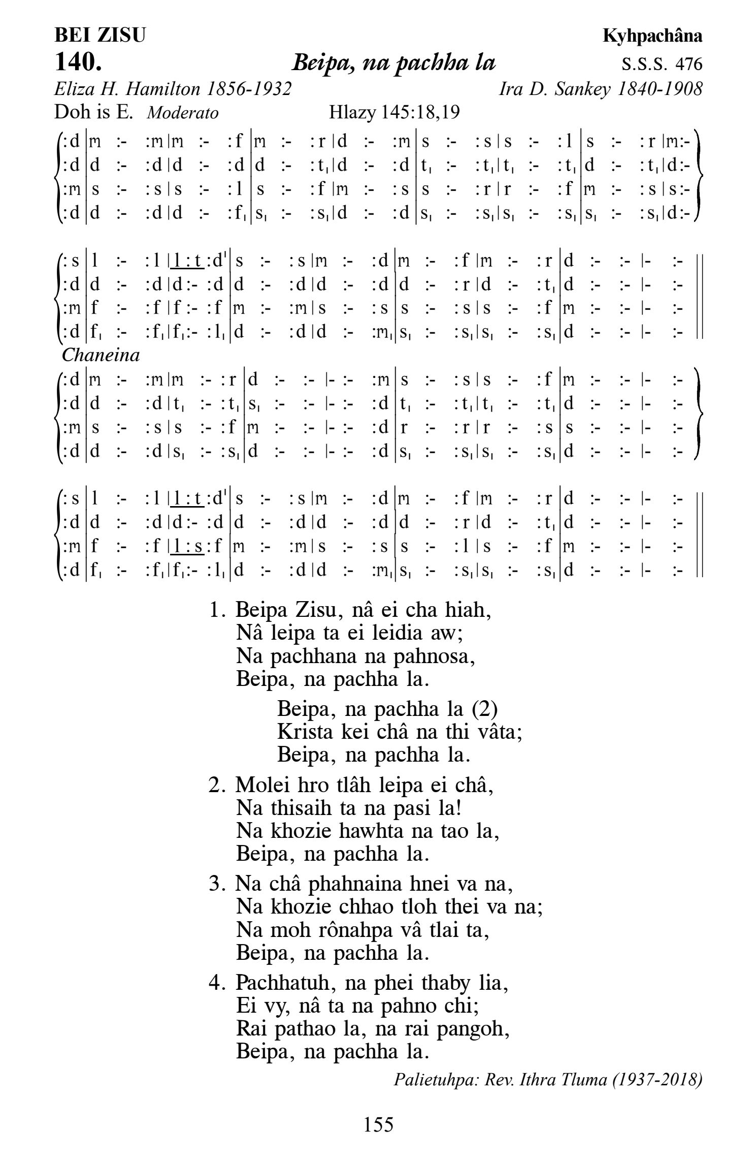 Hymn 140, “Beipa, na pachha la”, Edition 13