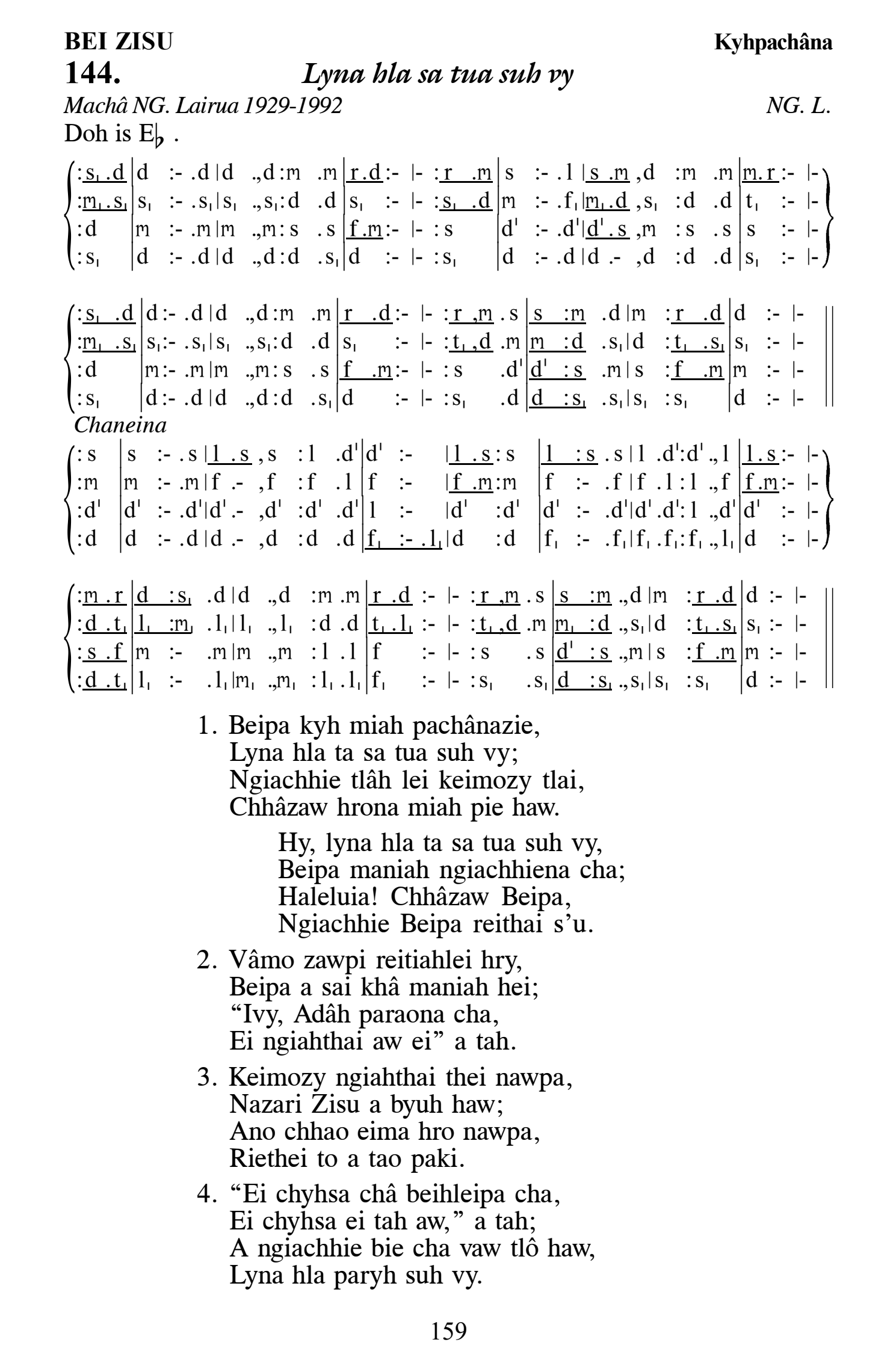 Hymn 144, “Lyna hla sa tua suh vy”, Edition 13