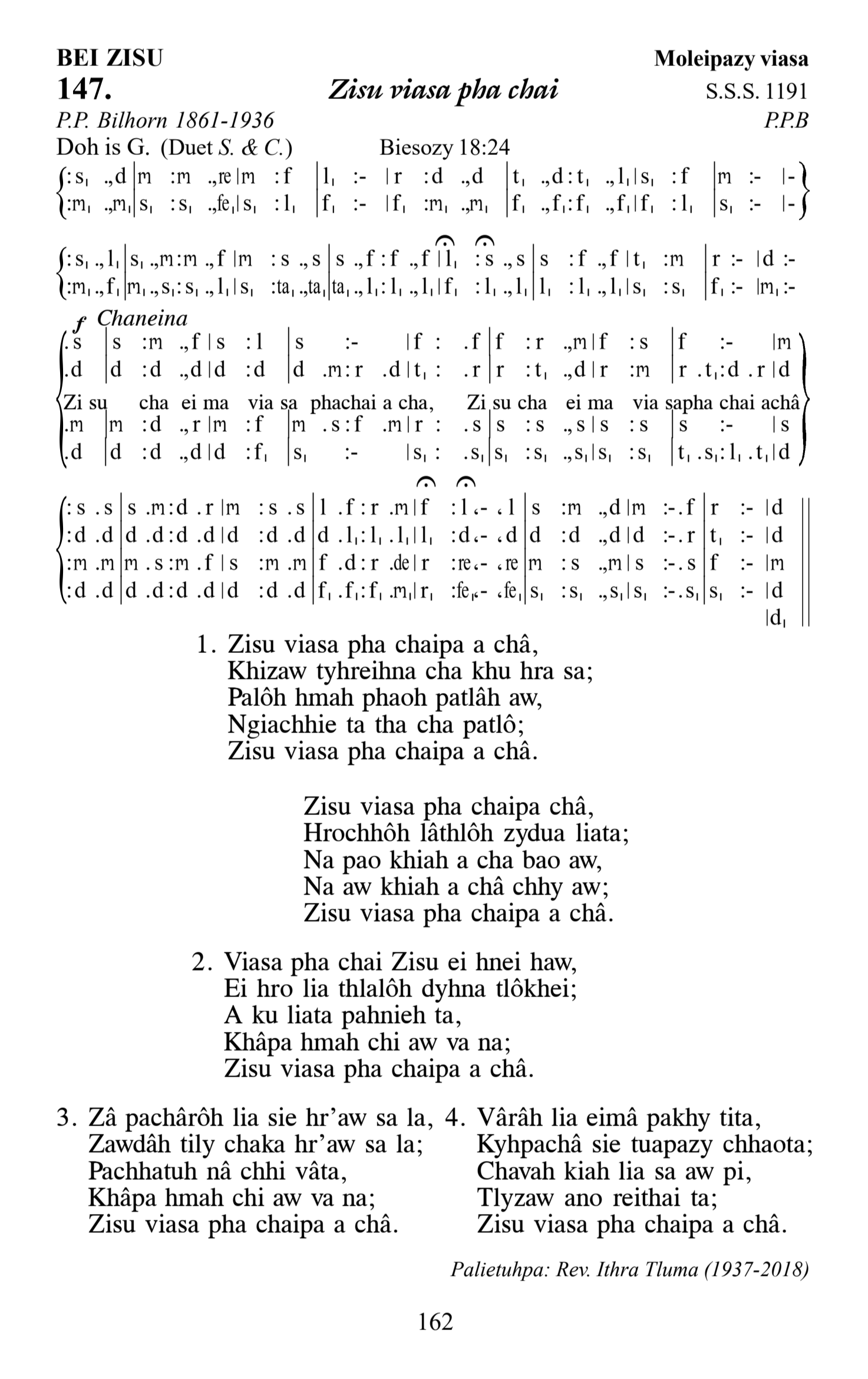 Hymn 147, “Zisu viasa pha chai”, Edition 13