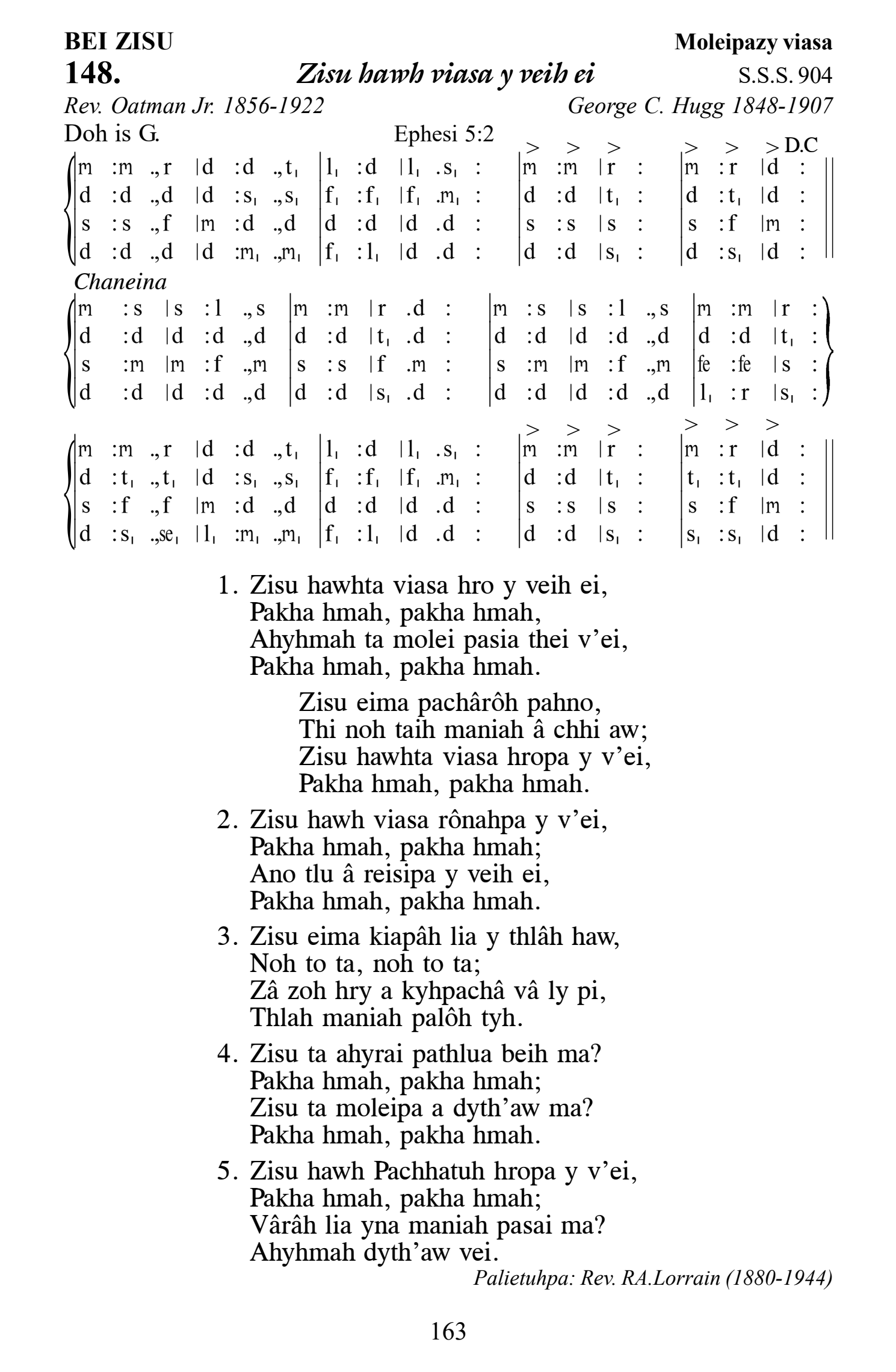 Hymn 148, “Zisu hawh viasa y veih ei”, Edition 13