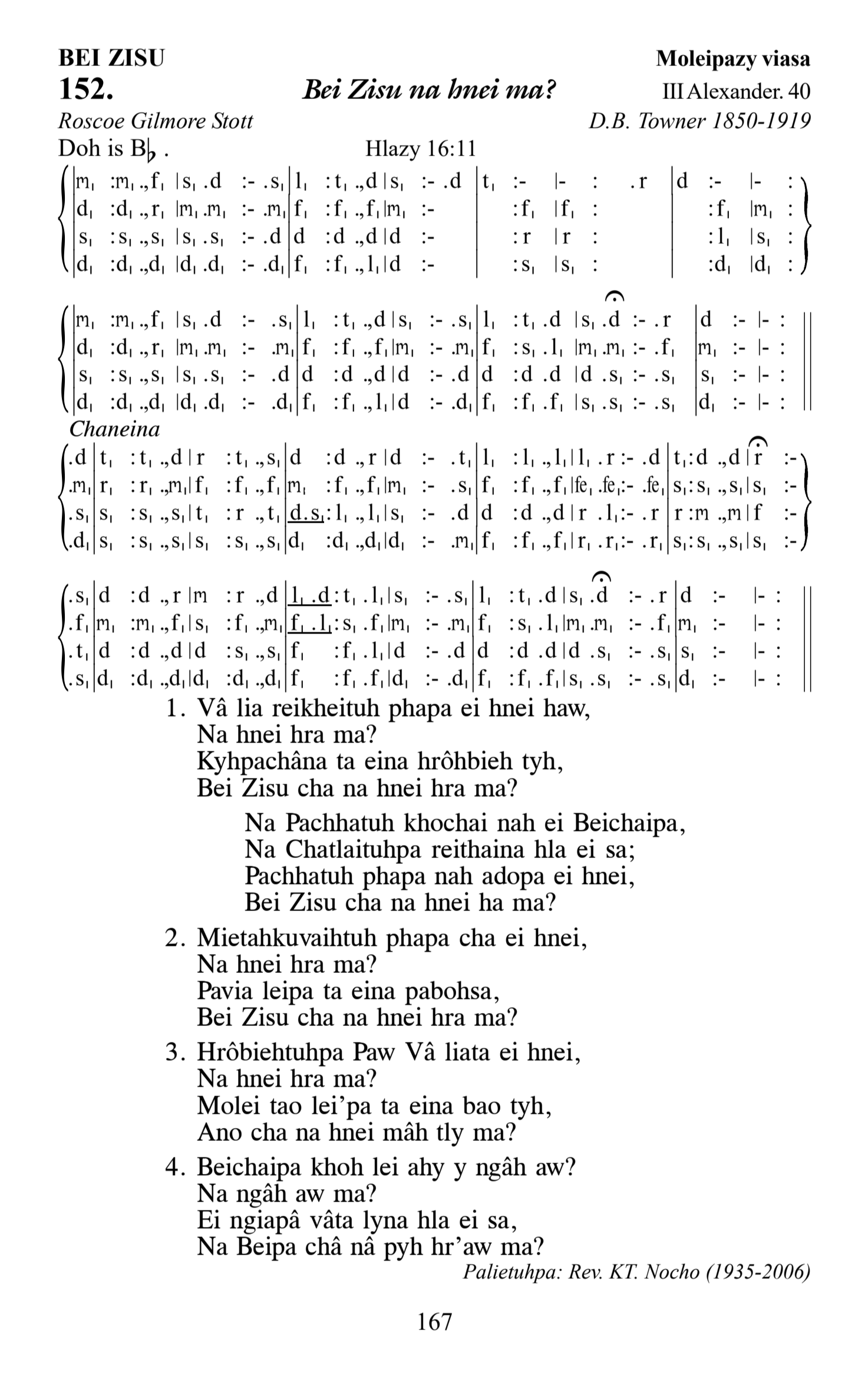 Hymn 152, “Bei Zisu na hnei ma?”, Edition 13