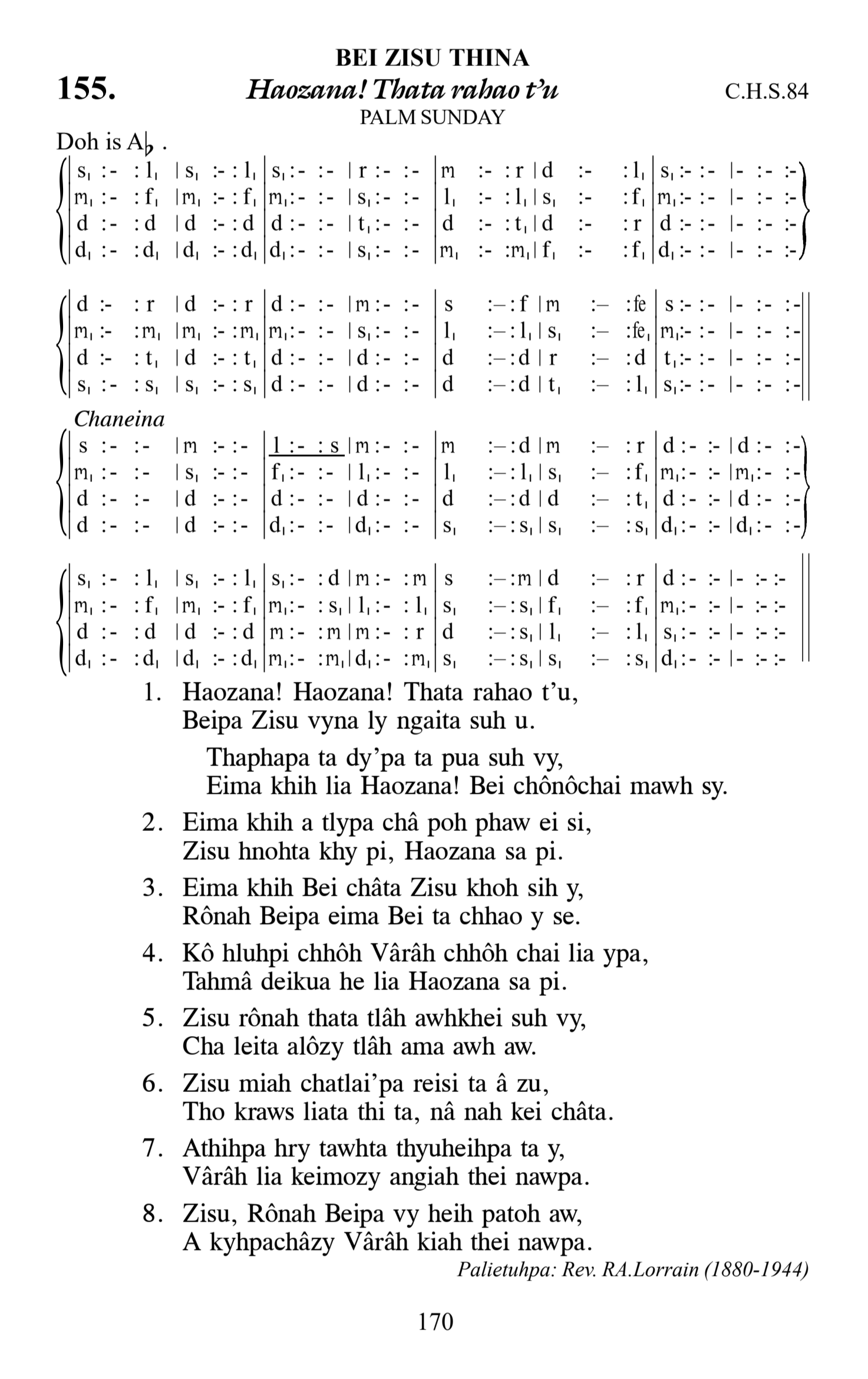 Hymn 155, “Haozana! Thata rahao t'u”, Edition 13