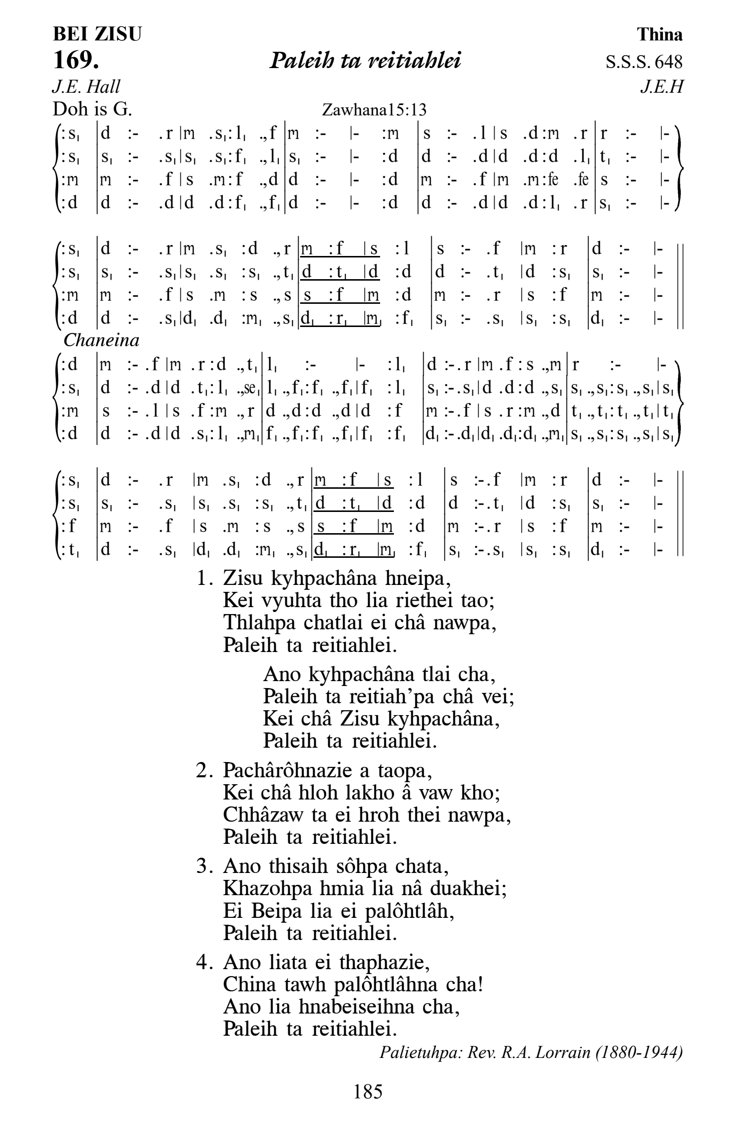 Hymn 169, “Paleih ta reitiahlei”, Edition 13
