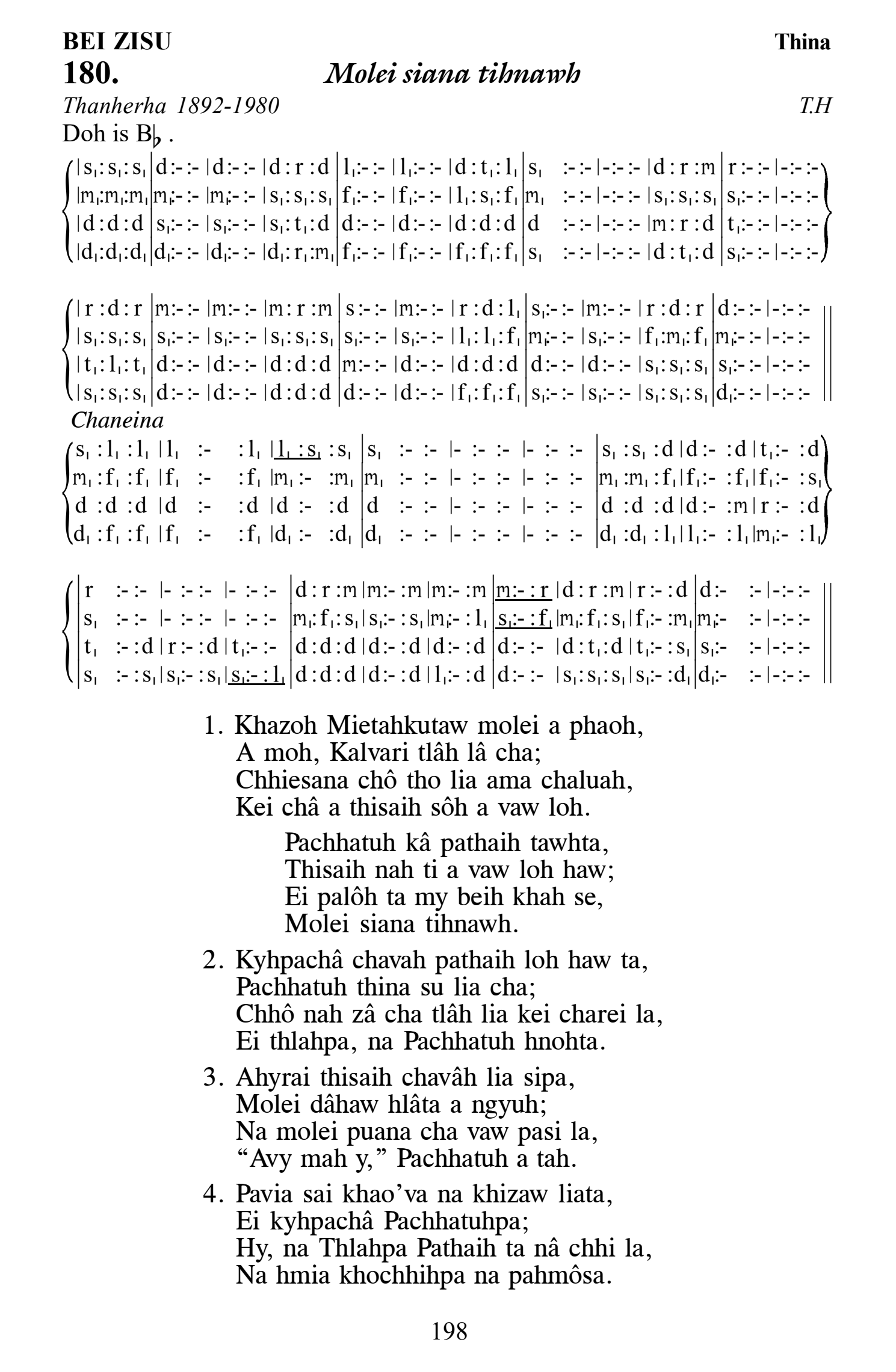 Hymn 180, “Molei siana tihnawh”, Edition 13