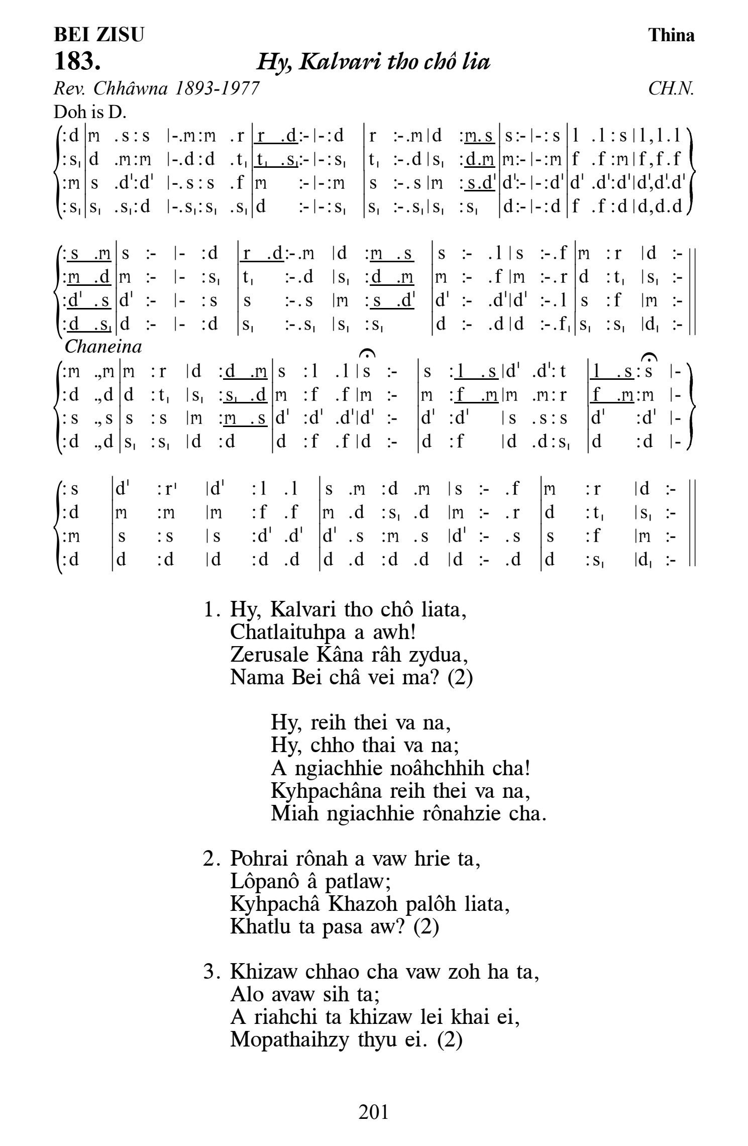 Hymn 183, “Hy, Kalvari tho chô lia”, Edition 13