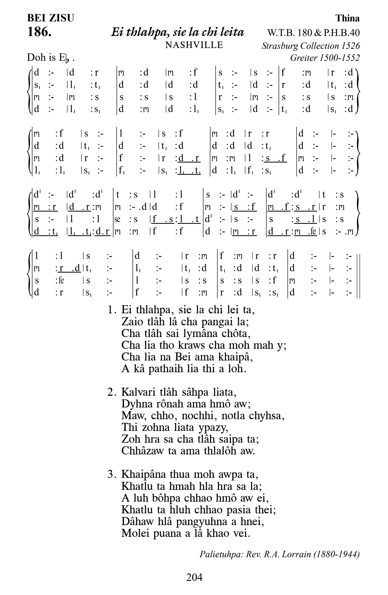 Hymn 186, “Ei thlahpa, sie la chi leita”, Edition 13
