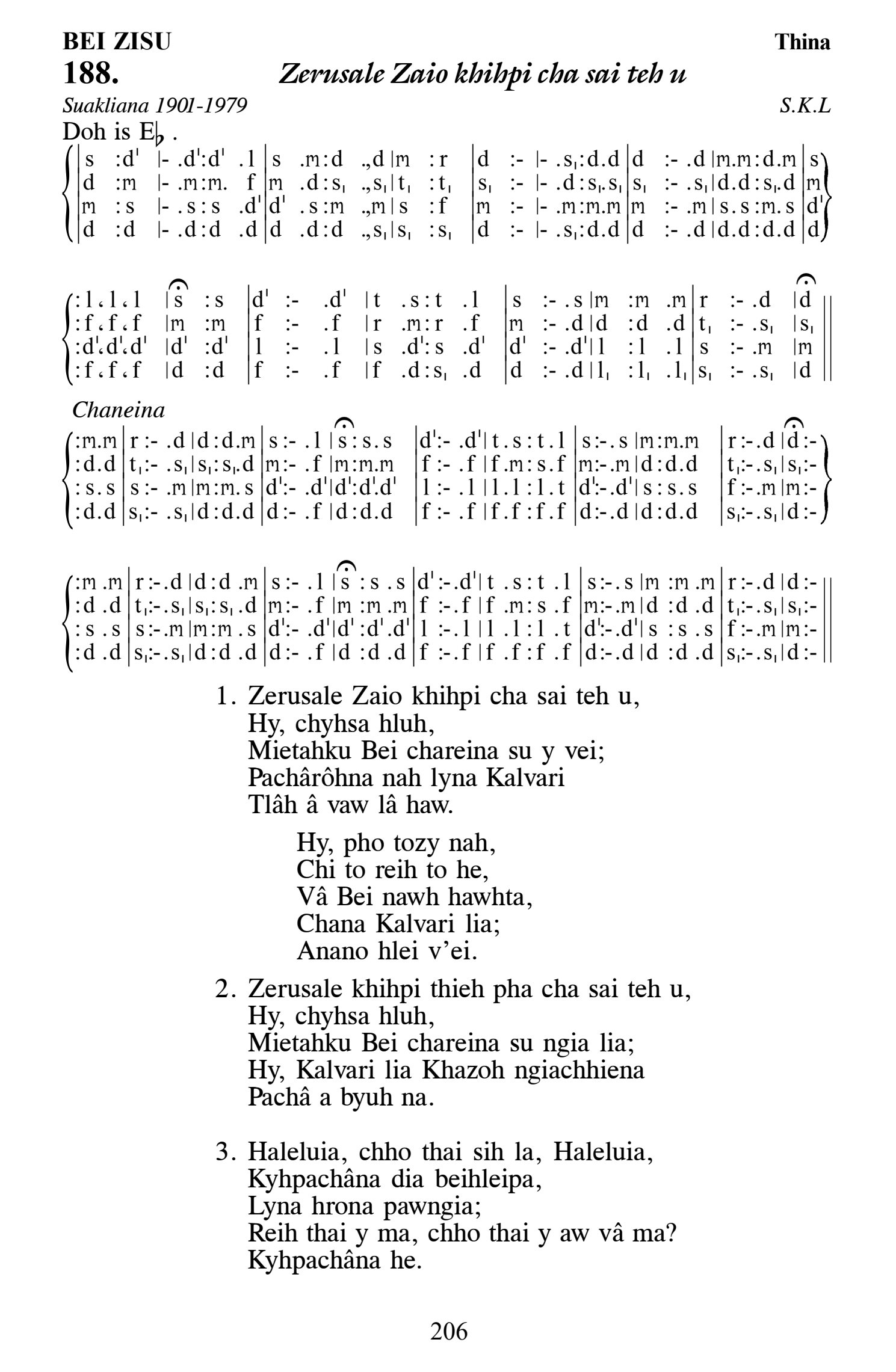 Hymn 188, “Zerusale Zaio khihpi cha sai teh u”, Edition 13