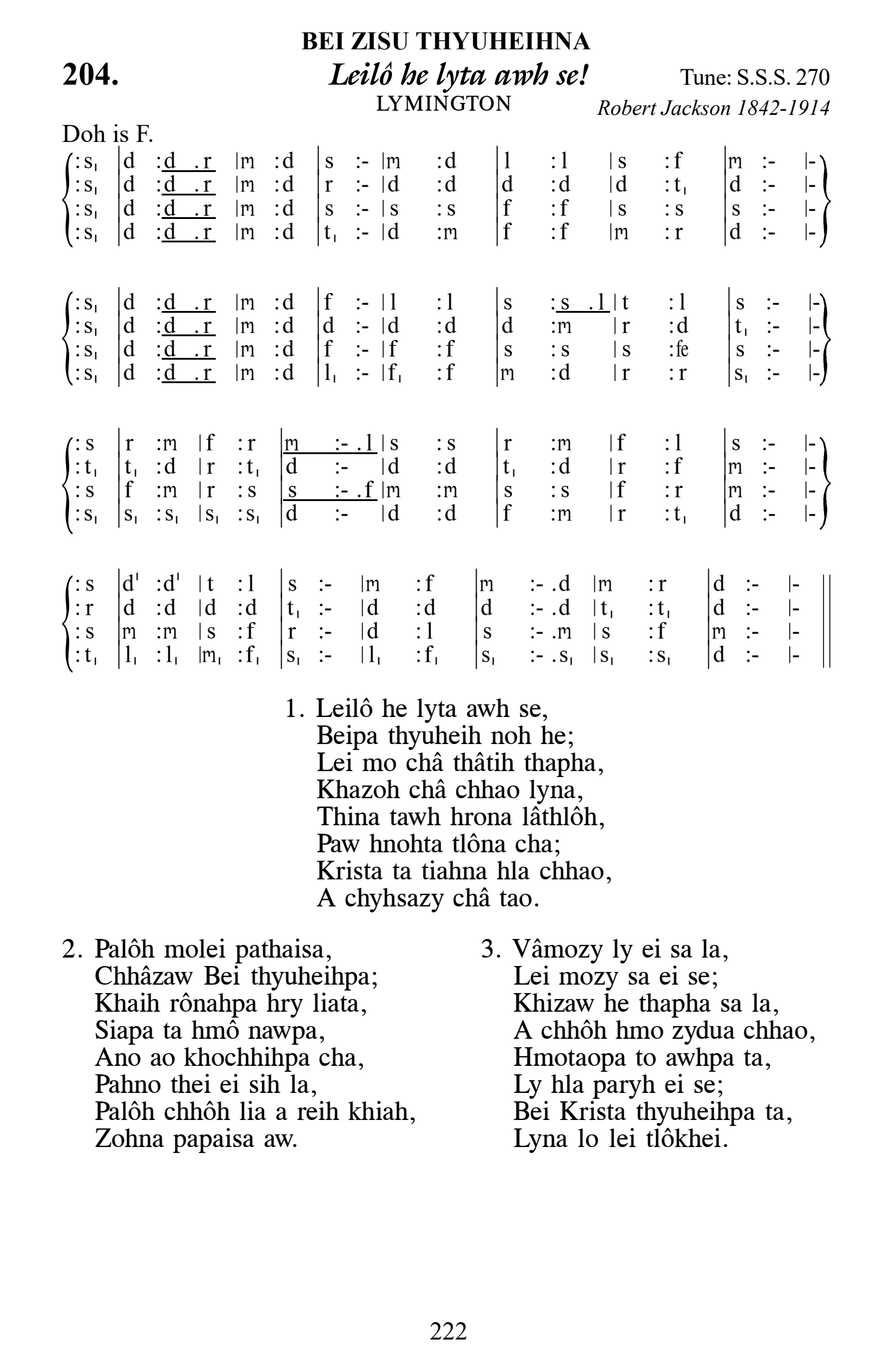 Hymn 204, “Leilô he lyta awh se!”, Edition 13