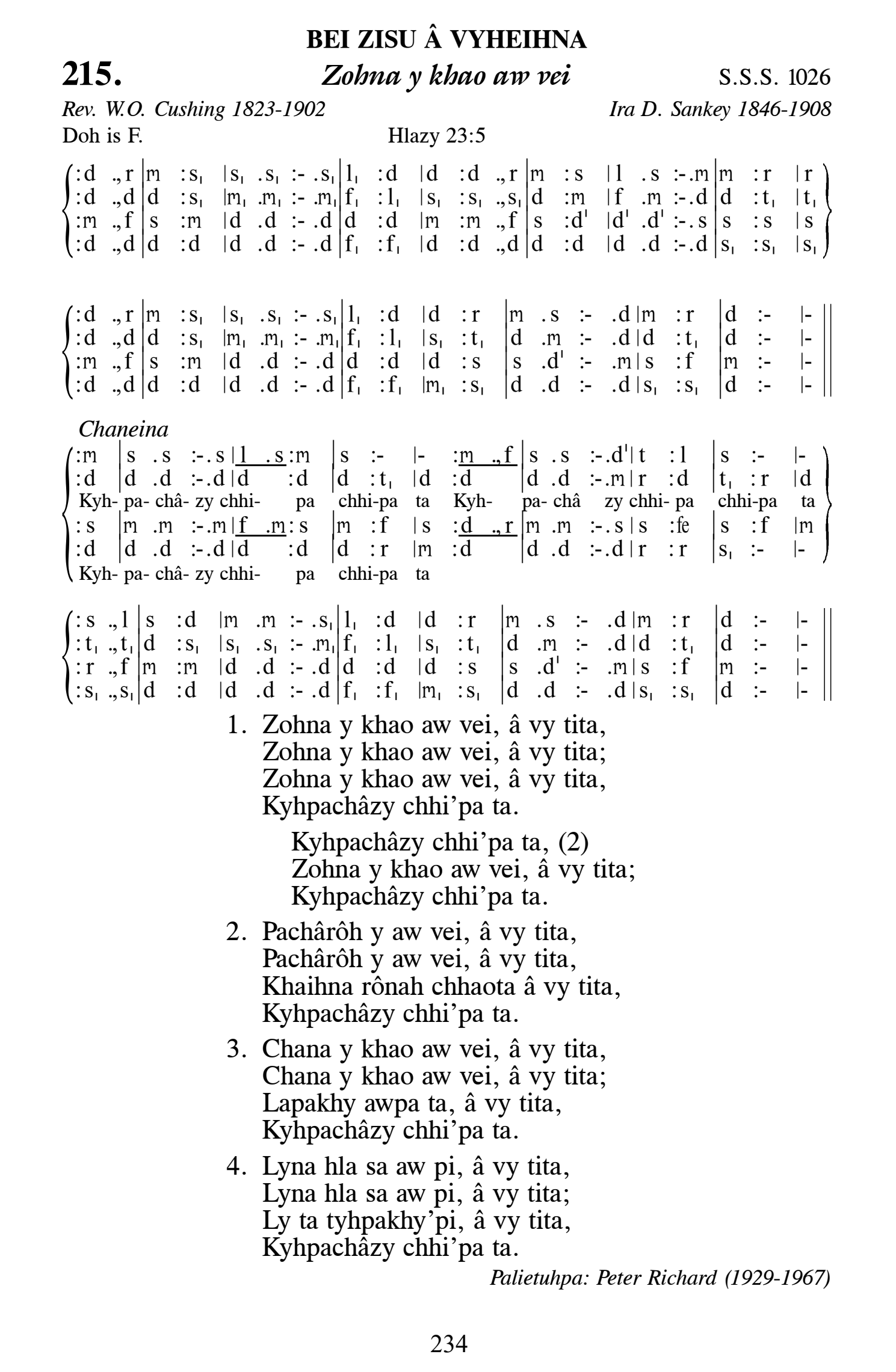 Hymn 215, “Zohna y khao aw vei”, Edition 13