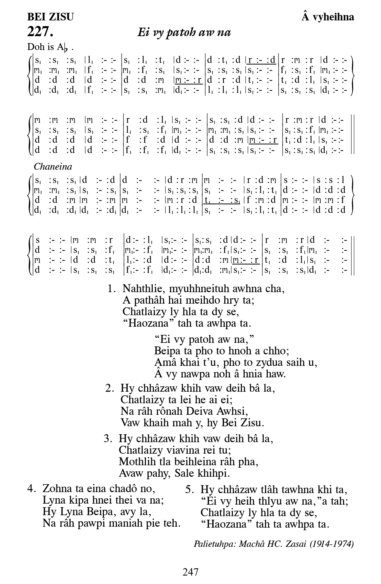 Hymn 227, “Ei vy patoh aw na”, Edition 13