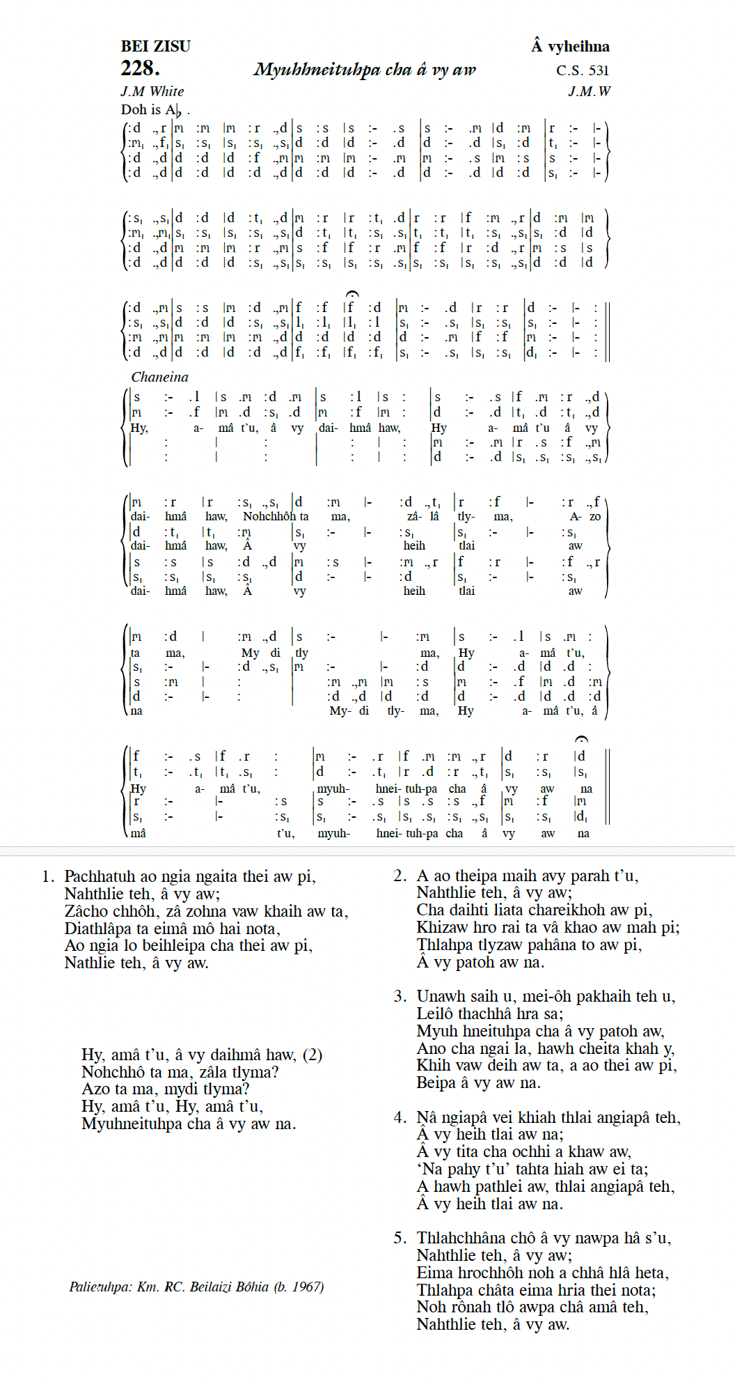Hymn 228, “Myuhhneituhpa cha â vy aw”, Edition 13