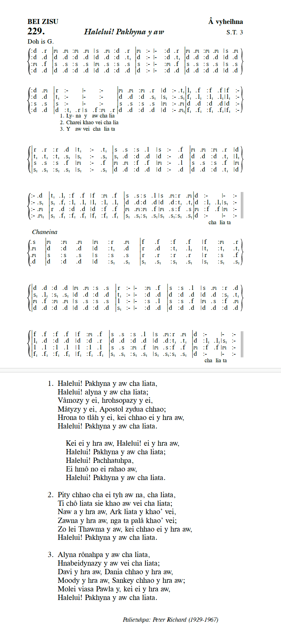 Hymn 229, “Halelui! Pakhyna y aw”, Edition 13
