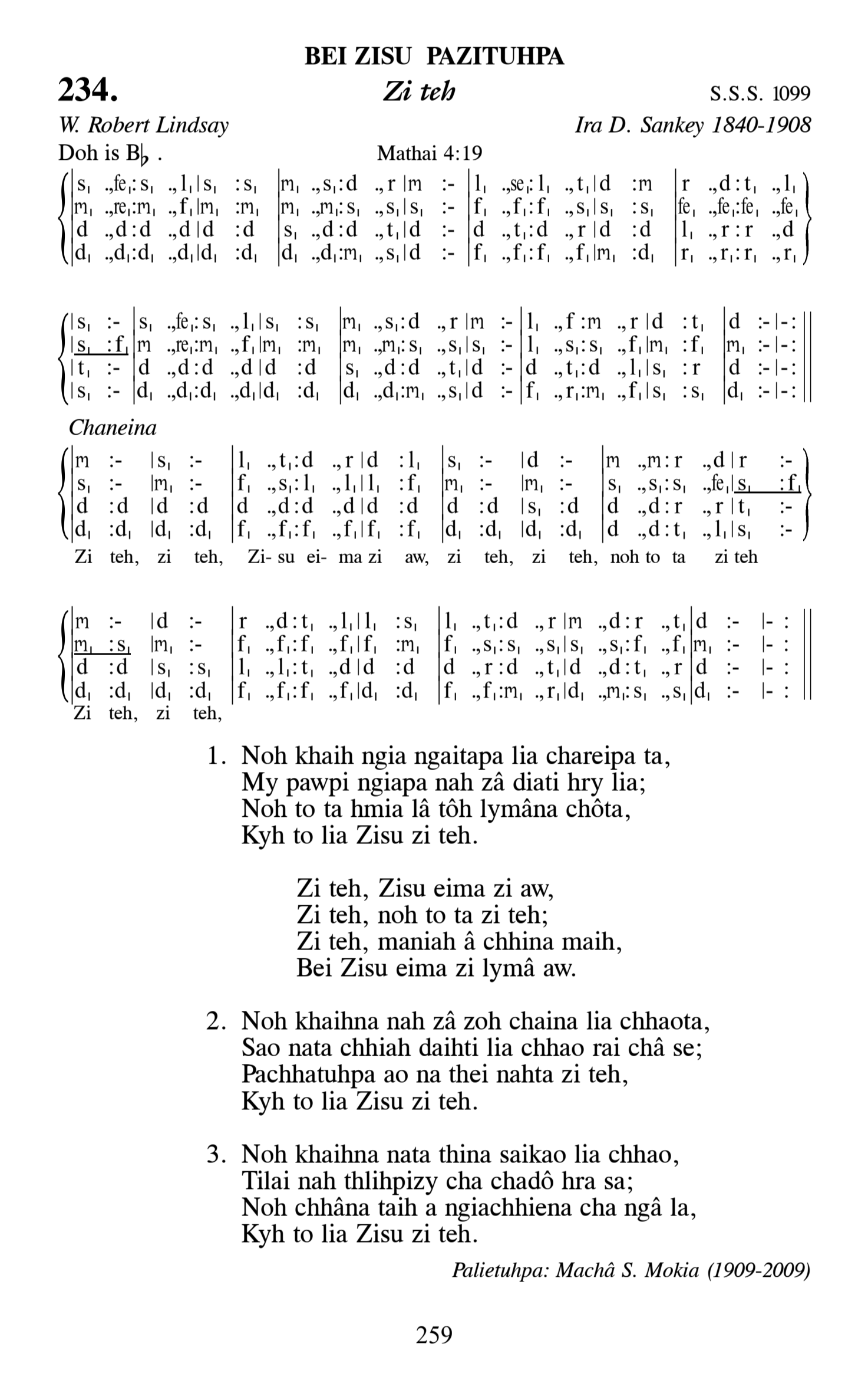 Hymn 234, “Zi teh”, Edition 13