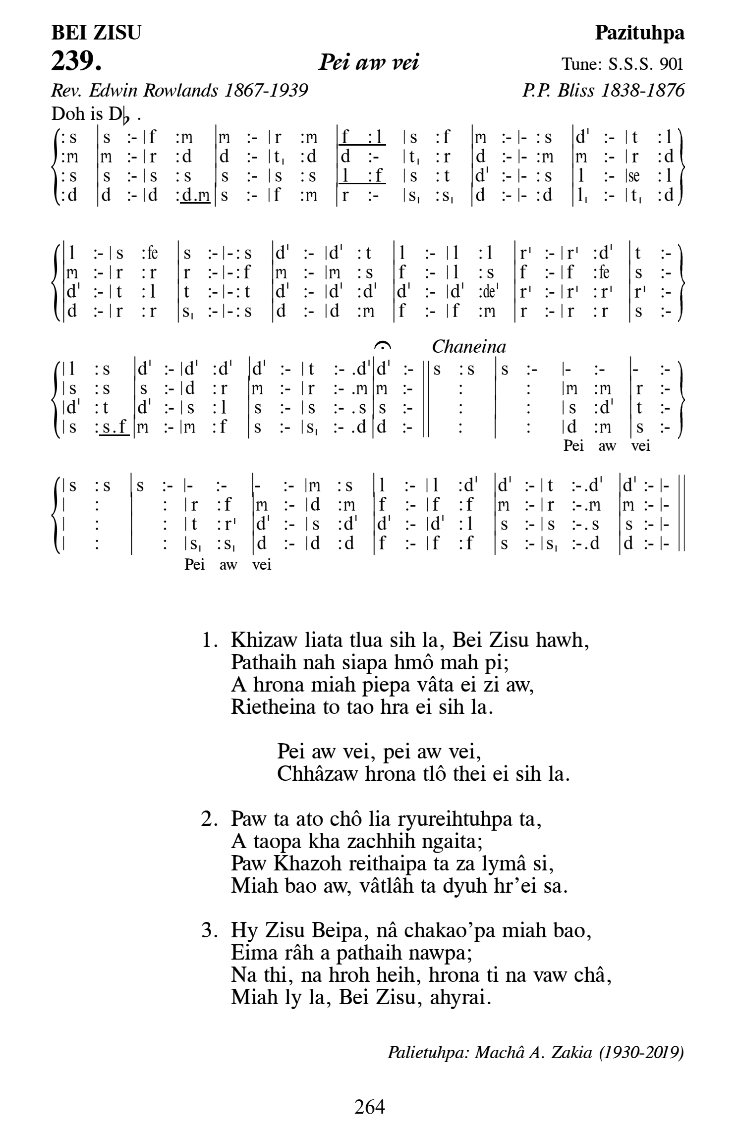 Hymn 239, “Pei aw vei”, Edition 13
