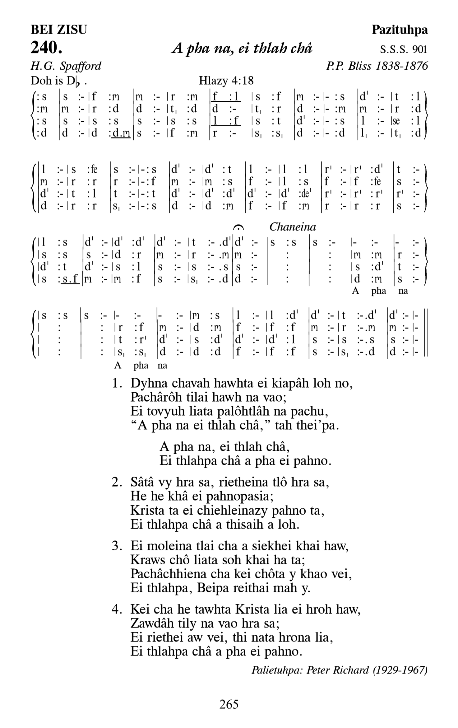 Hymn 240, “A pha na, ei thlah châ”, Edition 13