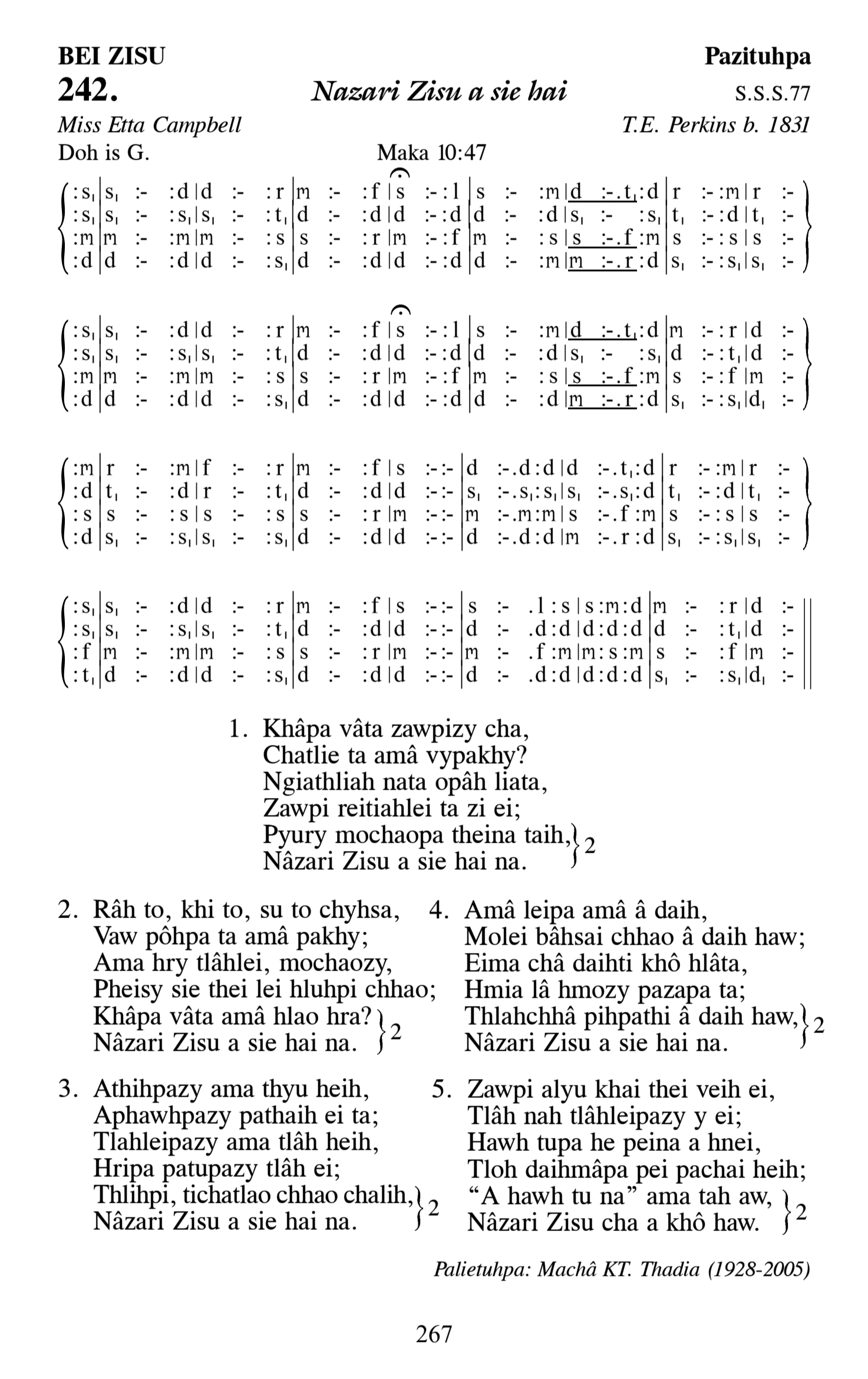 Hymn 242, “Nazari Zisu a sie hai”, Edition 13