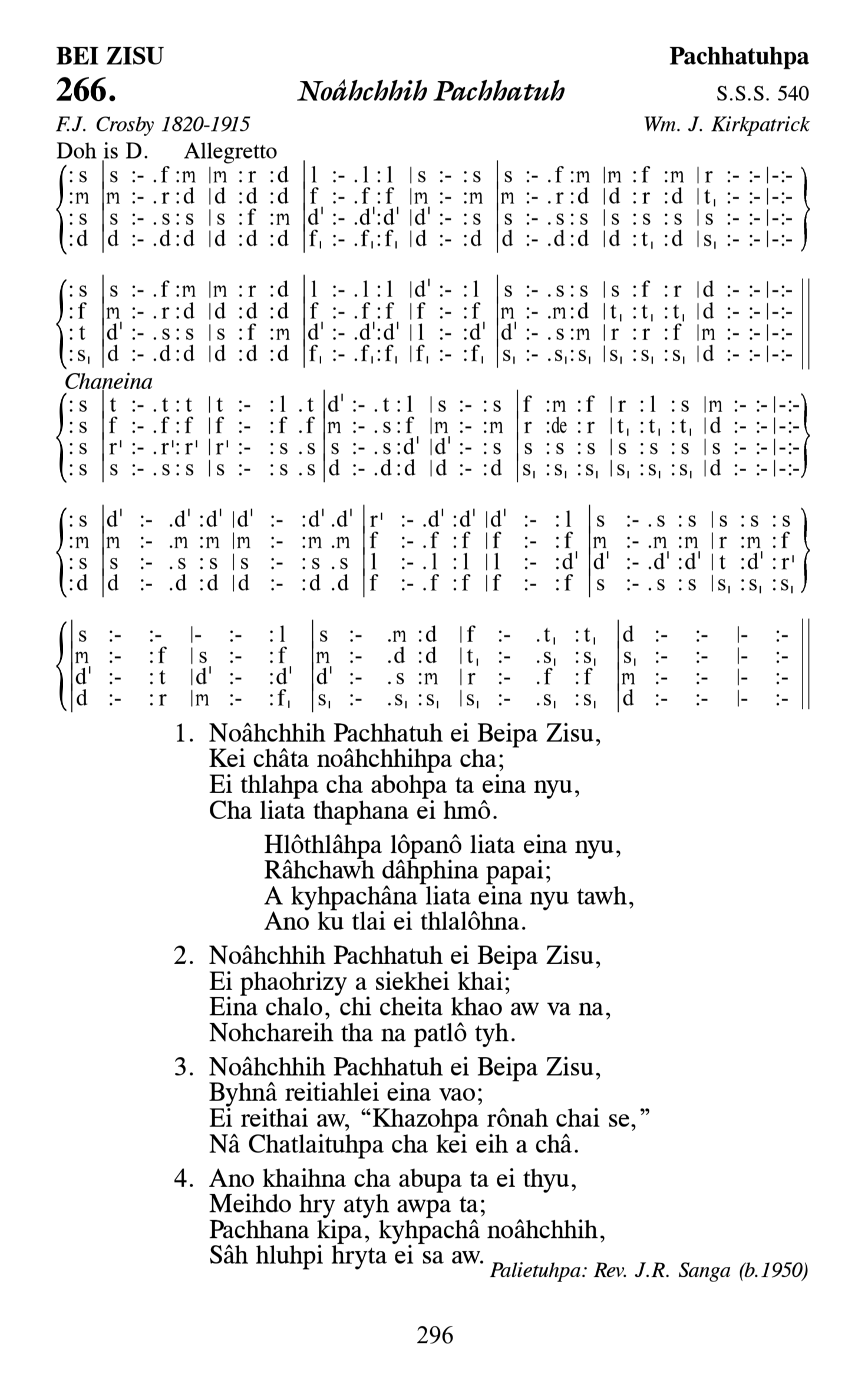 Hymn 266, “Noâhchhih Pachhatuh”, Edition 13