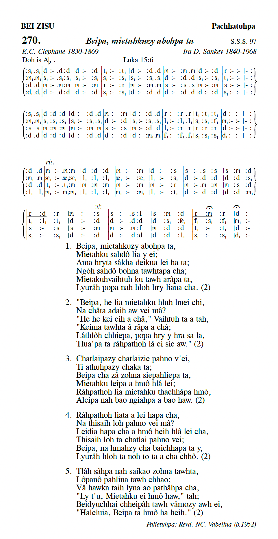 Hymn 270, “Beipa, mietahkuzy abohpa ta”, Edition 13