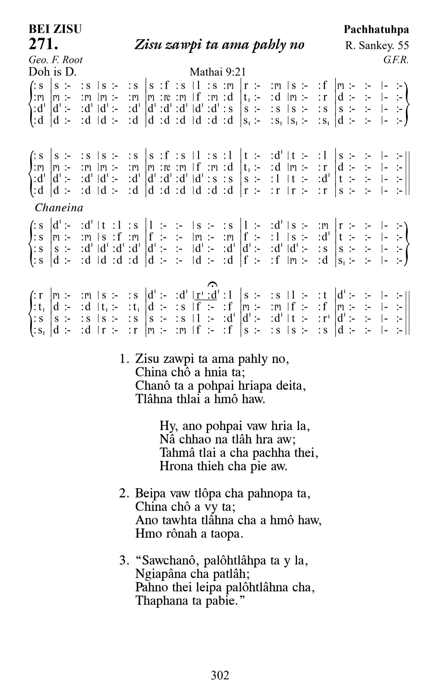 Hymn 271, “Zisu zawpi ta ama pahly no”, Edition 13
