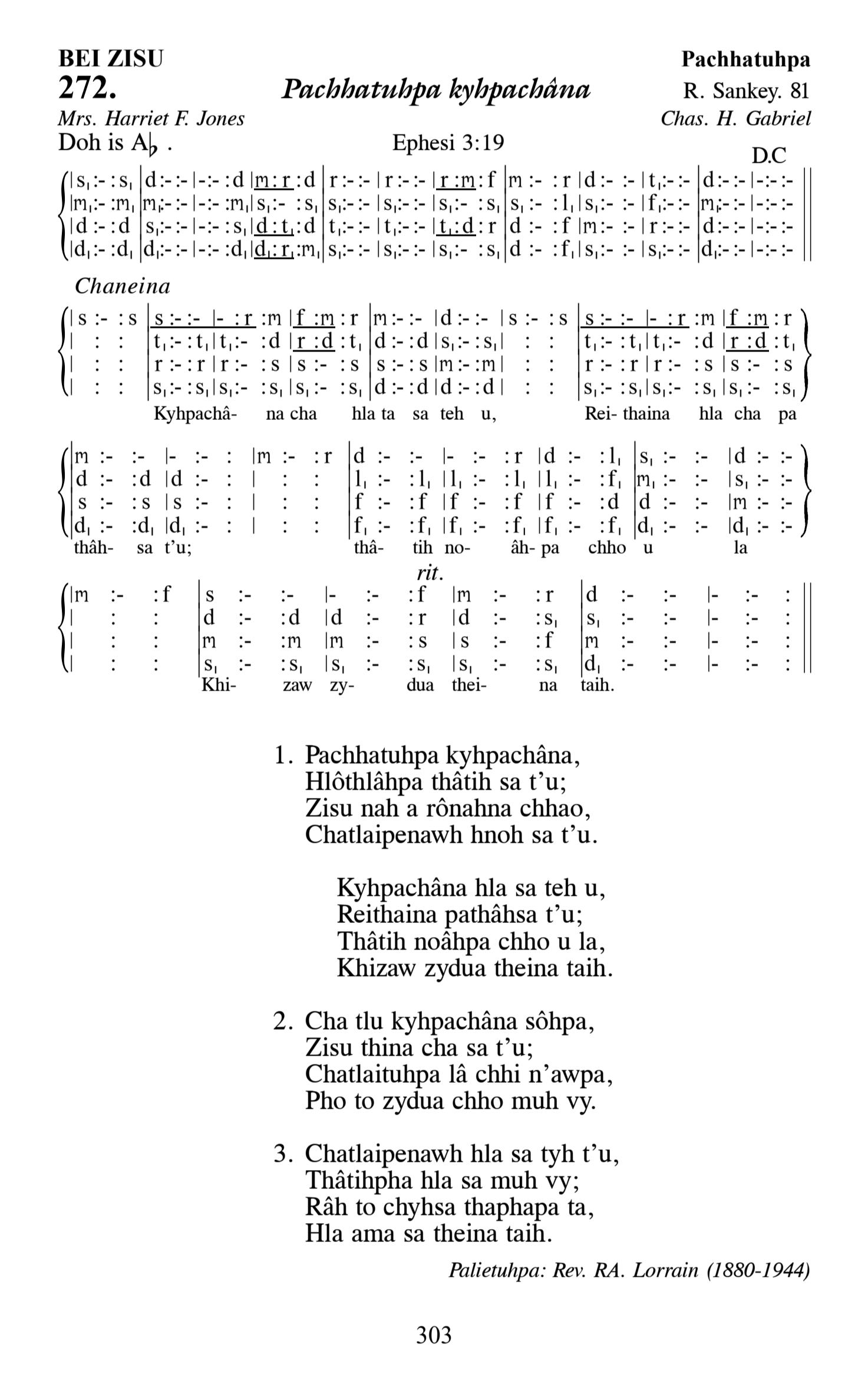 Hymn 272, “Pachhatuhpa kyhpachâna”, Edition 13
