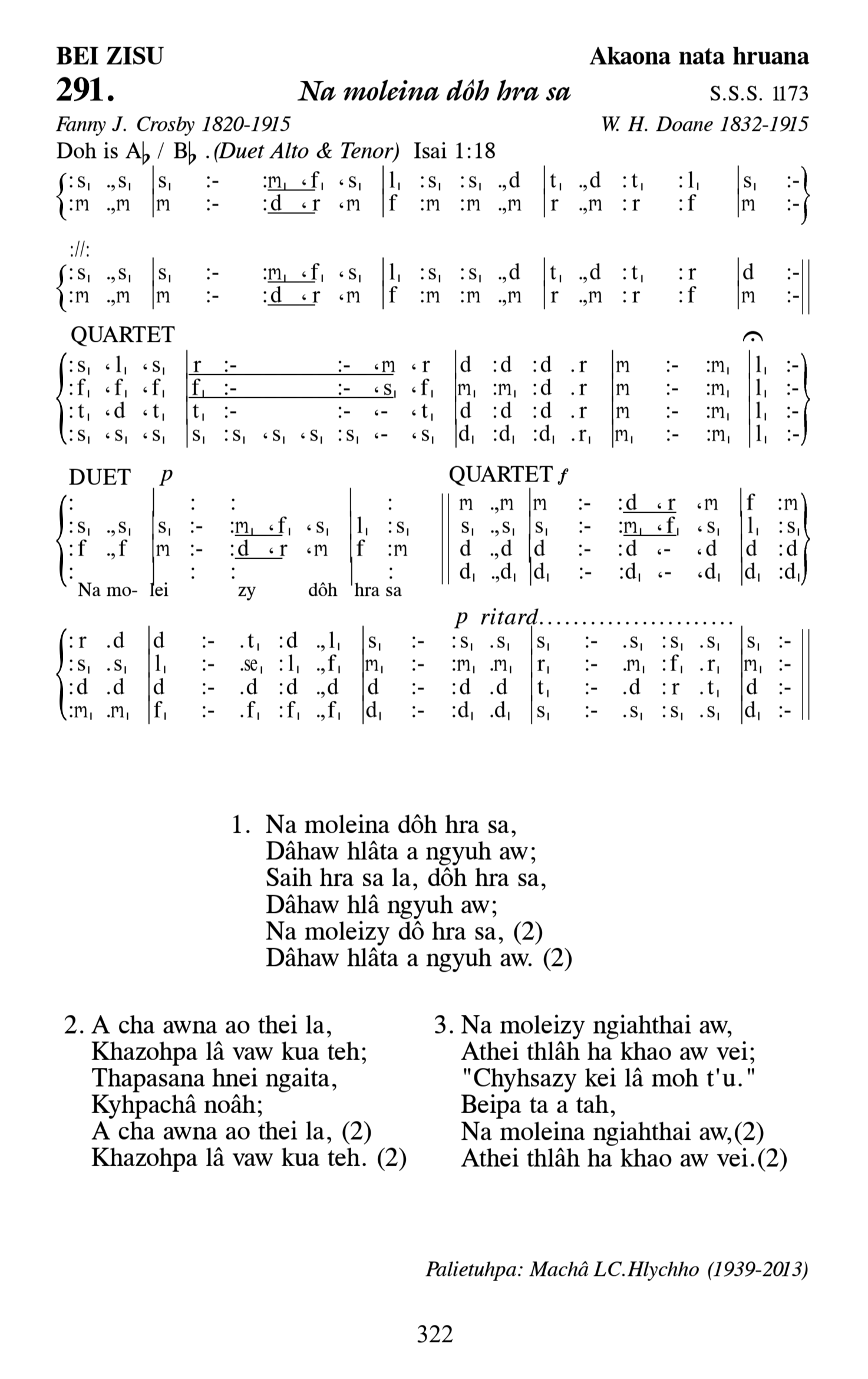 Hymn 291, “Na moleina dôh hra sa”, Edition 13