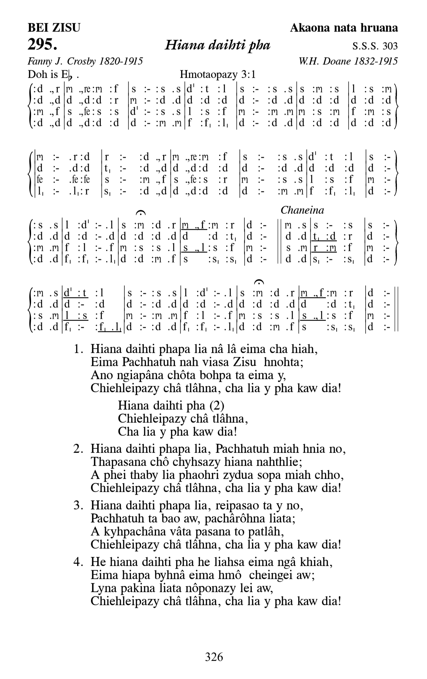 Hymn 295, “Hiana daihti pha”, Edition 13