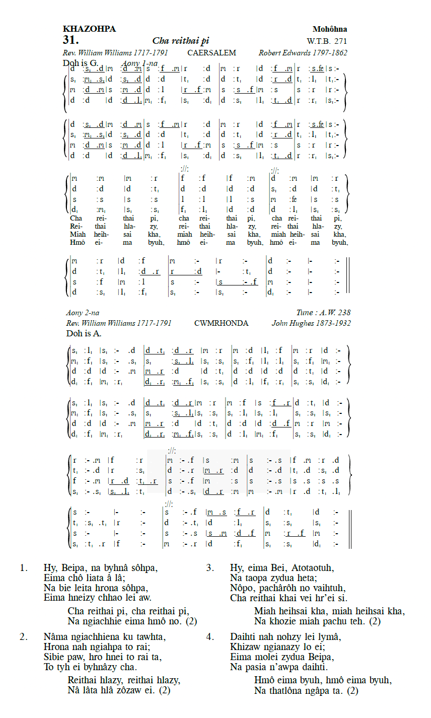 Hymn 31, “Cha reithai pi”, Edition 13