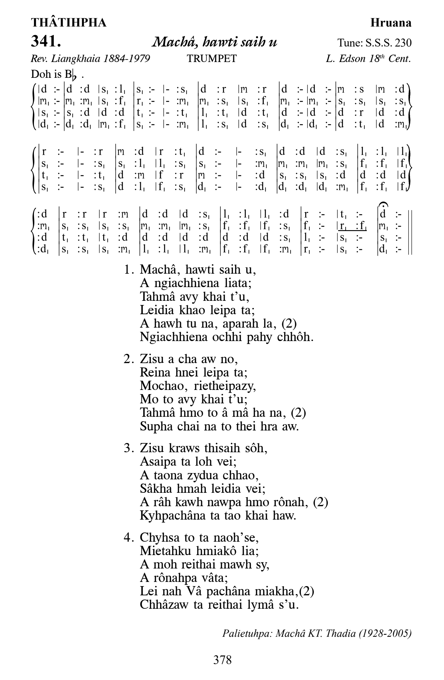 Hymn 341, “Machâ, hawti saih u”, Edition 13