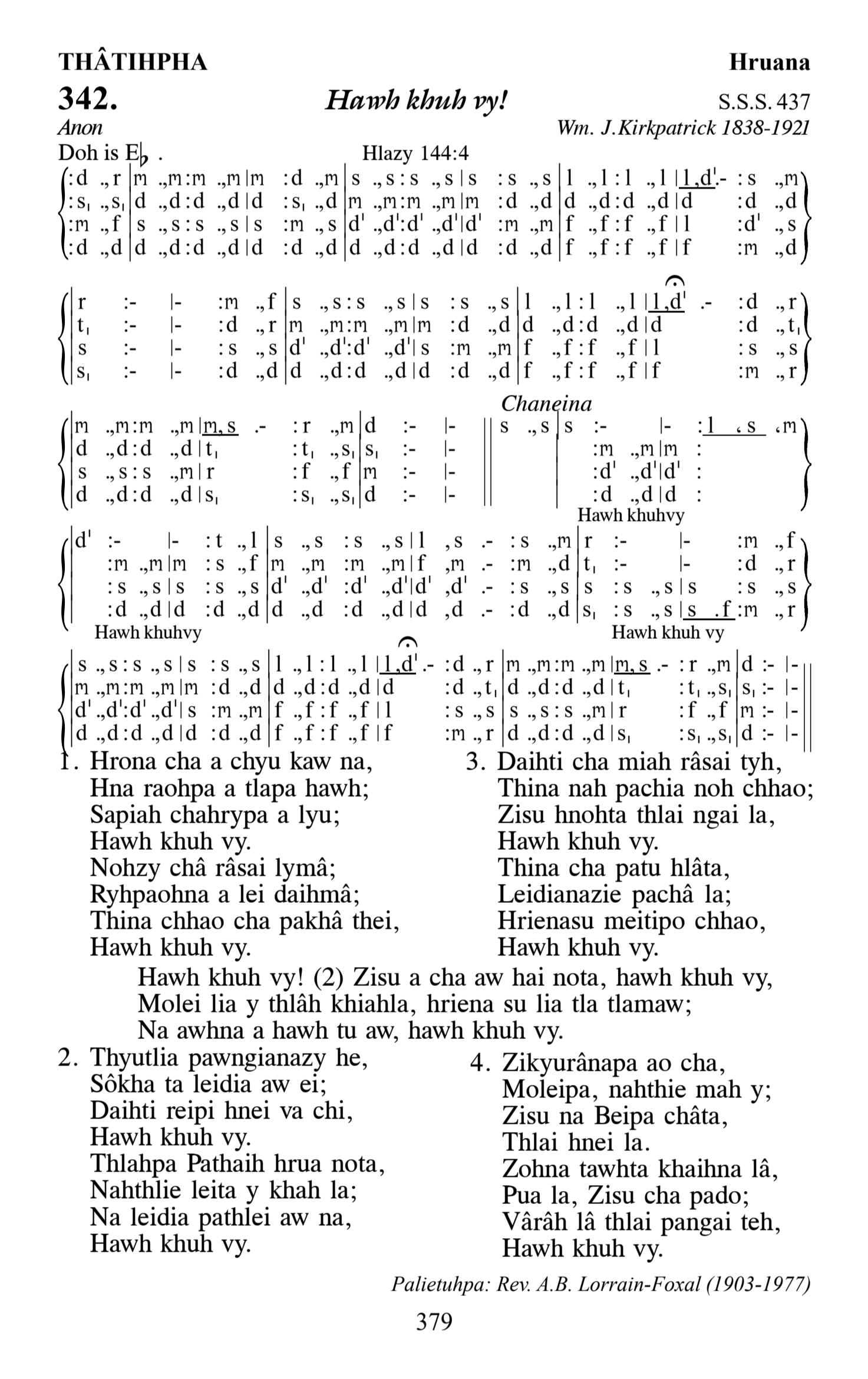 Hymn 342, “Hawh khuh vy!”, Edition 13