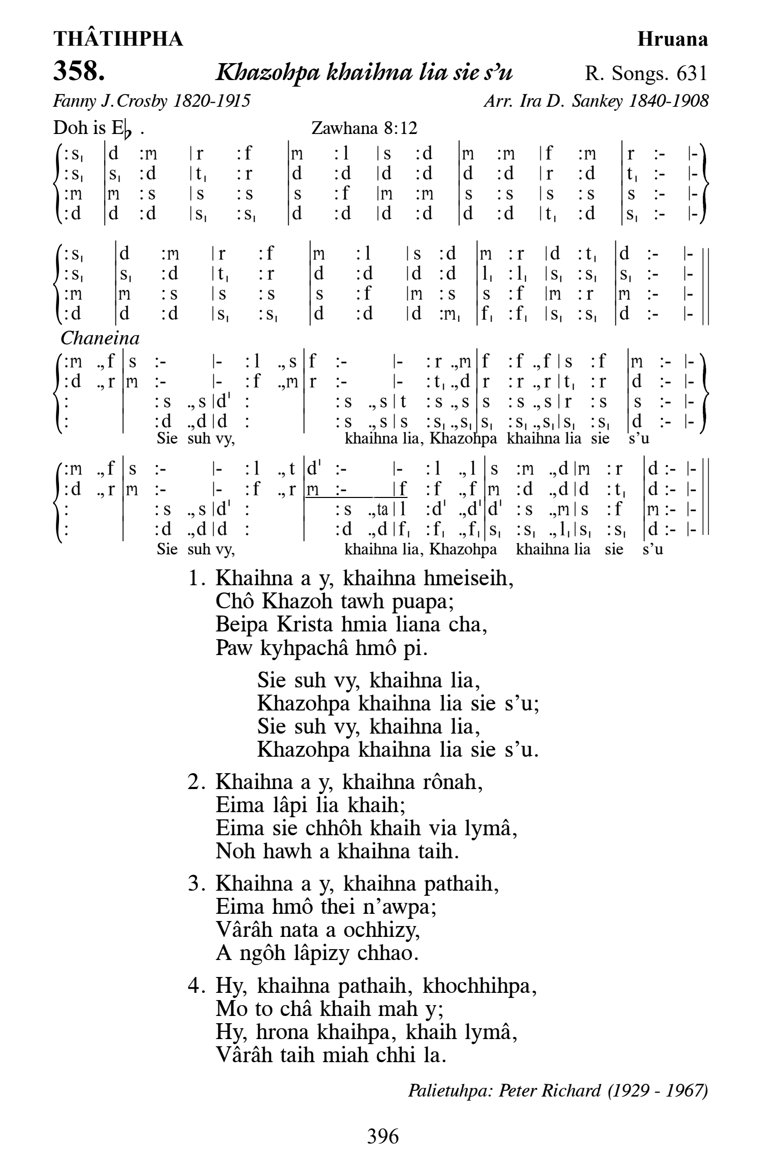 Hymn 358, “Khazohpa khaihna lia sie s'u”, Edition 13