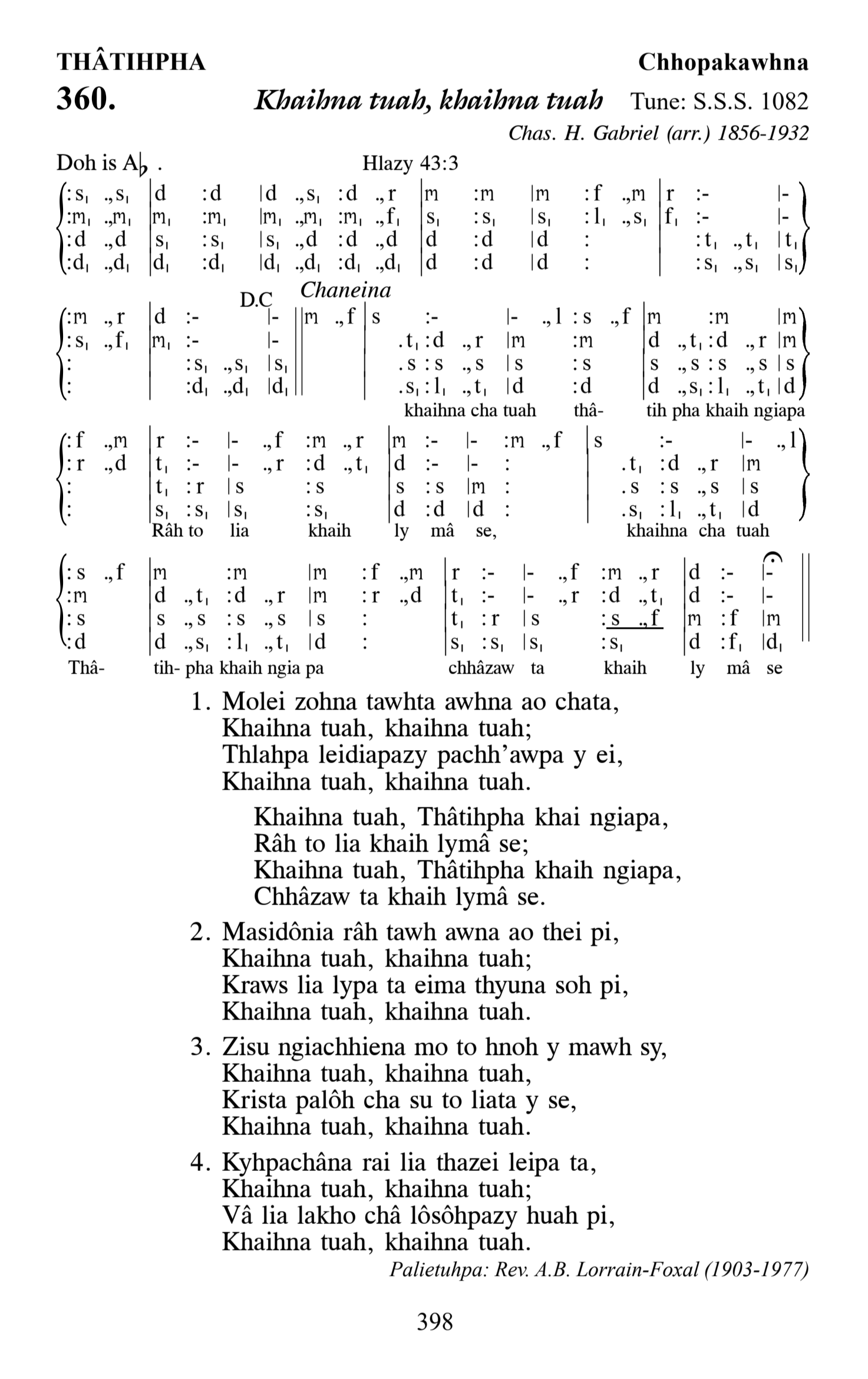 Hymn 360, “Khaihna tuah, khaihna tuah”, Edition 13