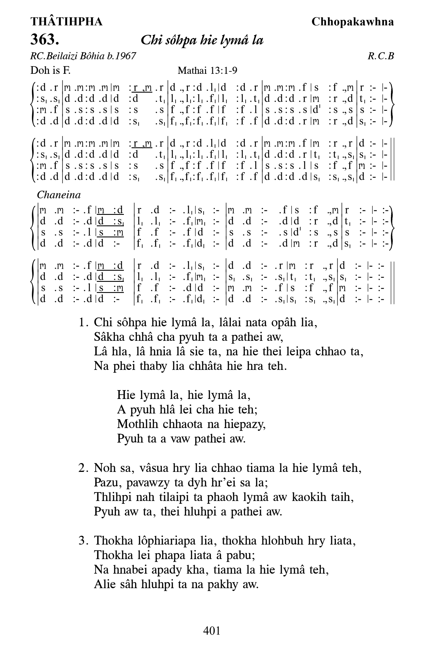 Hymn 363, “Chi sôhpa hie lymâ la”, Edition 13