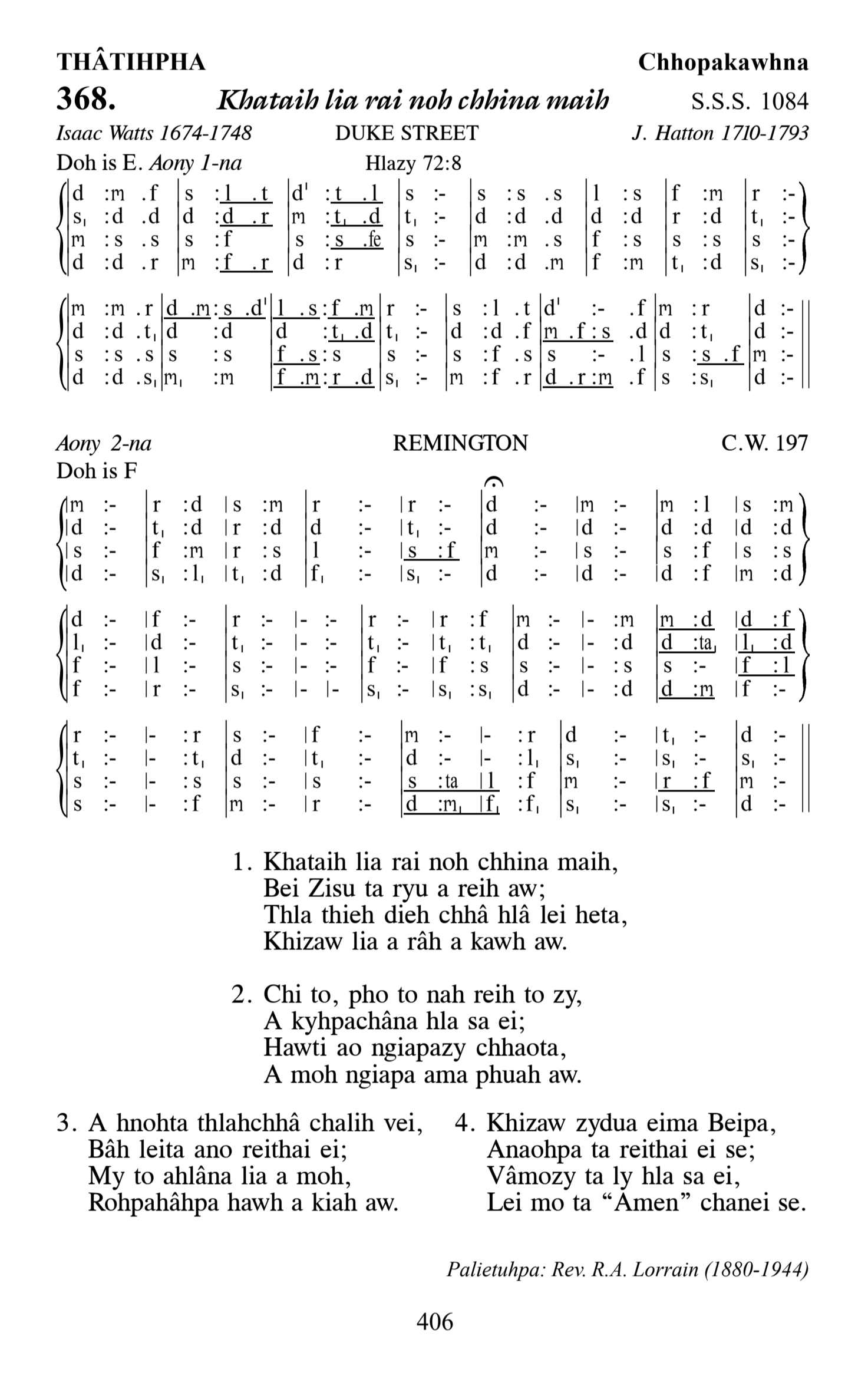 Hymn 368, “Khataih lia rai noh chhina maih”, Edition 13