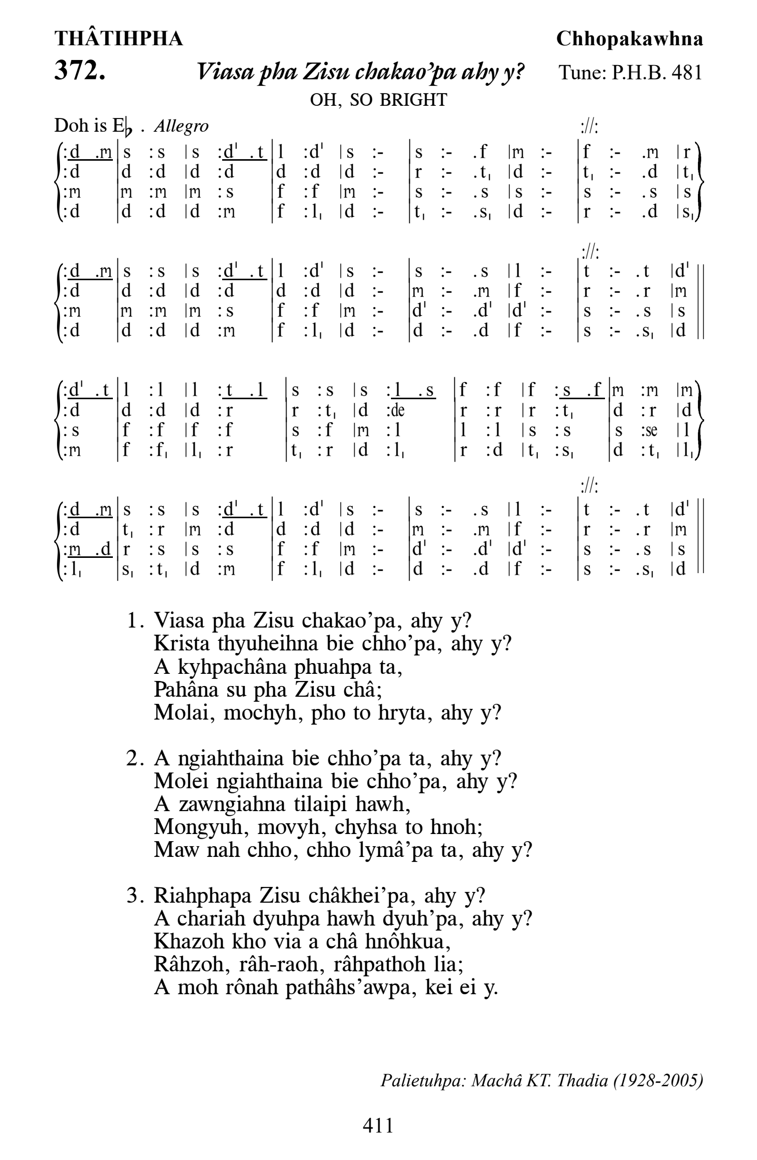 Hymn 372, “Viasa pha Zisu chakao'pa ahy y?”, Edition 13