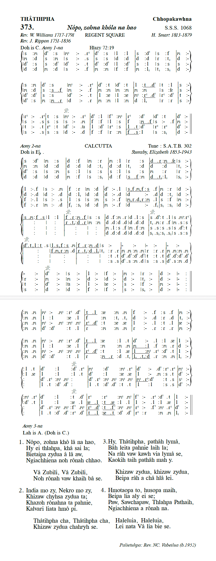 Hymn 373, “Nôpo, zohna khôla na hao”, Edition 13